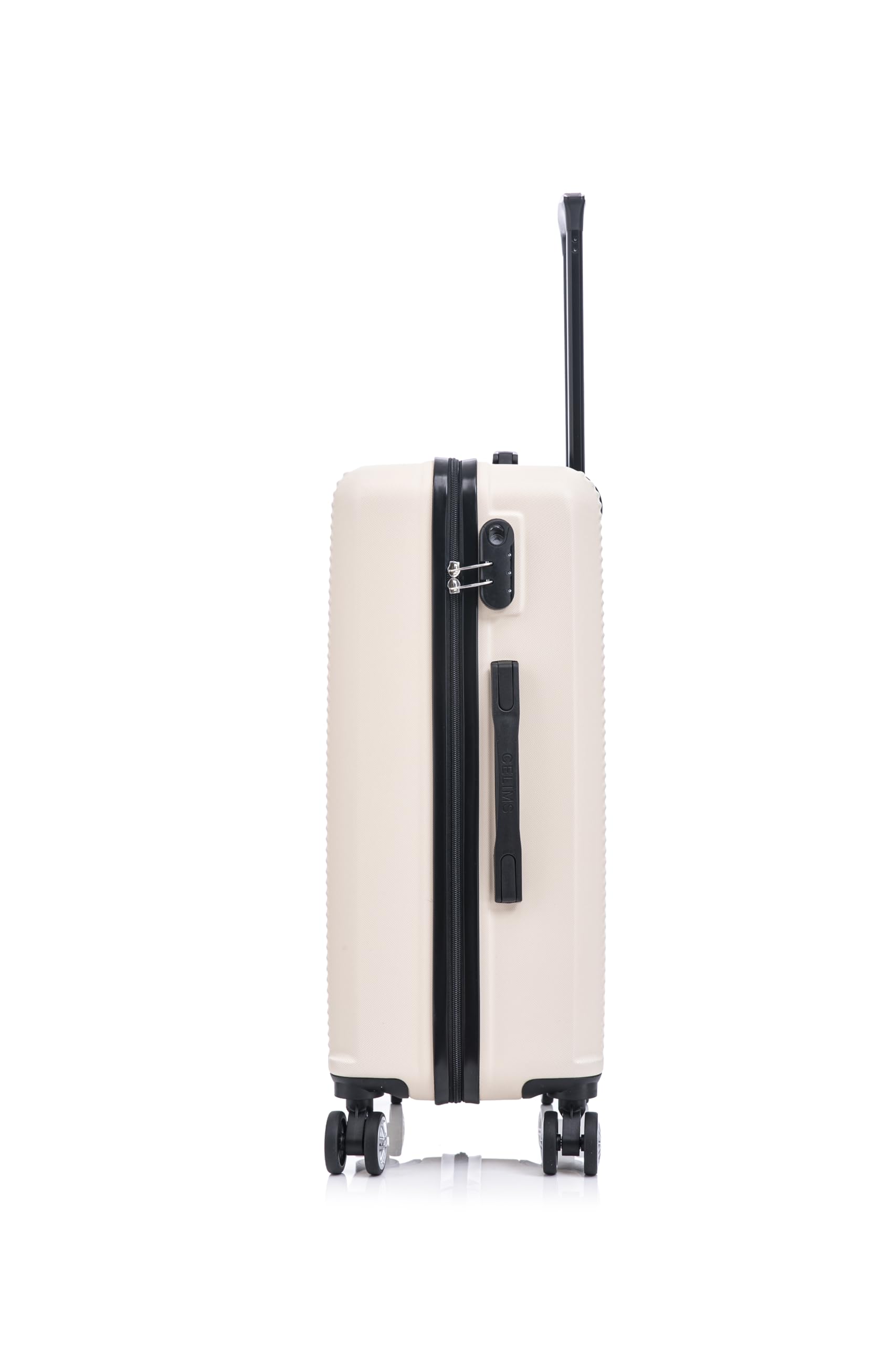 CELIMS - Valigia Media 20 kg Rigida Leggera | Valigia da Stiva 65cm Donna | Lucchetto Integrato | ABS | Trolley Medio 65cm con 4 Ruote | Beige