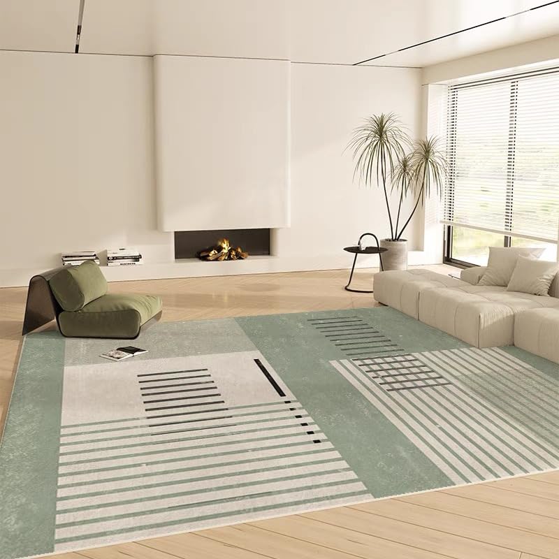 Tapis géométrique vert gris 120x160 pour salon moderne et chambre adulte