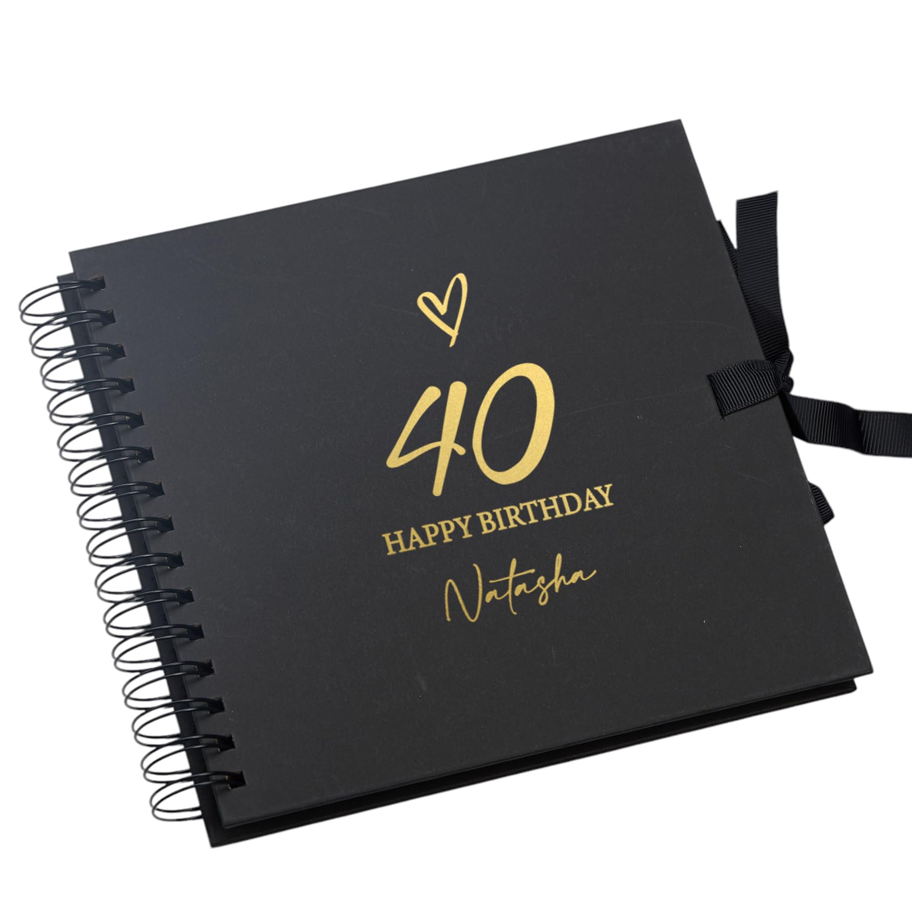 Personalised Love Heart Any age Birthday Multiple Colour Scrapbook, Guest Book or Photo Album Gift 16th, 18th, 21st, 30th, 40th, 50th, 60th, 70th, 80th (Black)