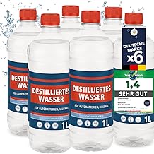 STAHLMANN® Destilliertes Wasser [6X 1L] - Destilliertes Wasser [Made in Germany] für Dampbügeleisen und vieles mehr– Destilliertes Wasser (6X 1 Liter)