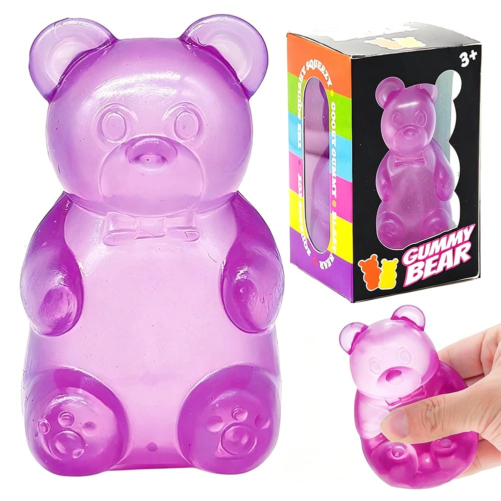 Bear soft clay stress relief toys, gummy bear toys, Adults Teens stress toys for relaxation and stress relief anxiety are perfect 8 * 4.5CM - purple