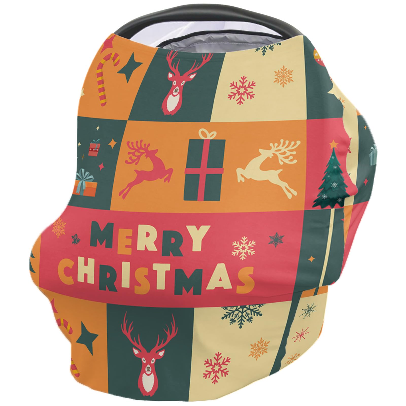 Nursing Cover for Breastfeeding Scarf, Merry Christmas Xmas Tree Baby Car Covers Super Soft Multi Use for Canopy Shopping Cart Cover Blanket Stroller Cover