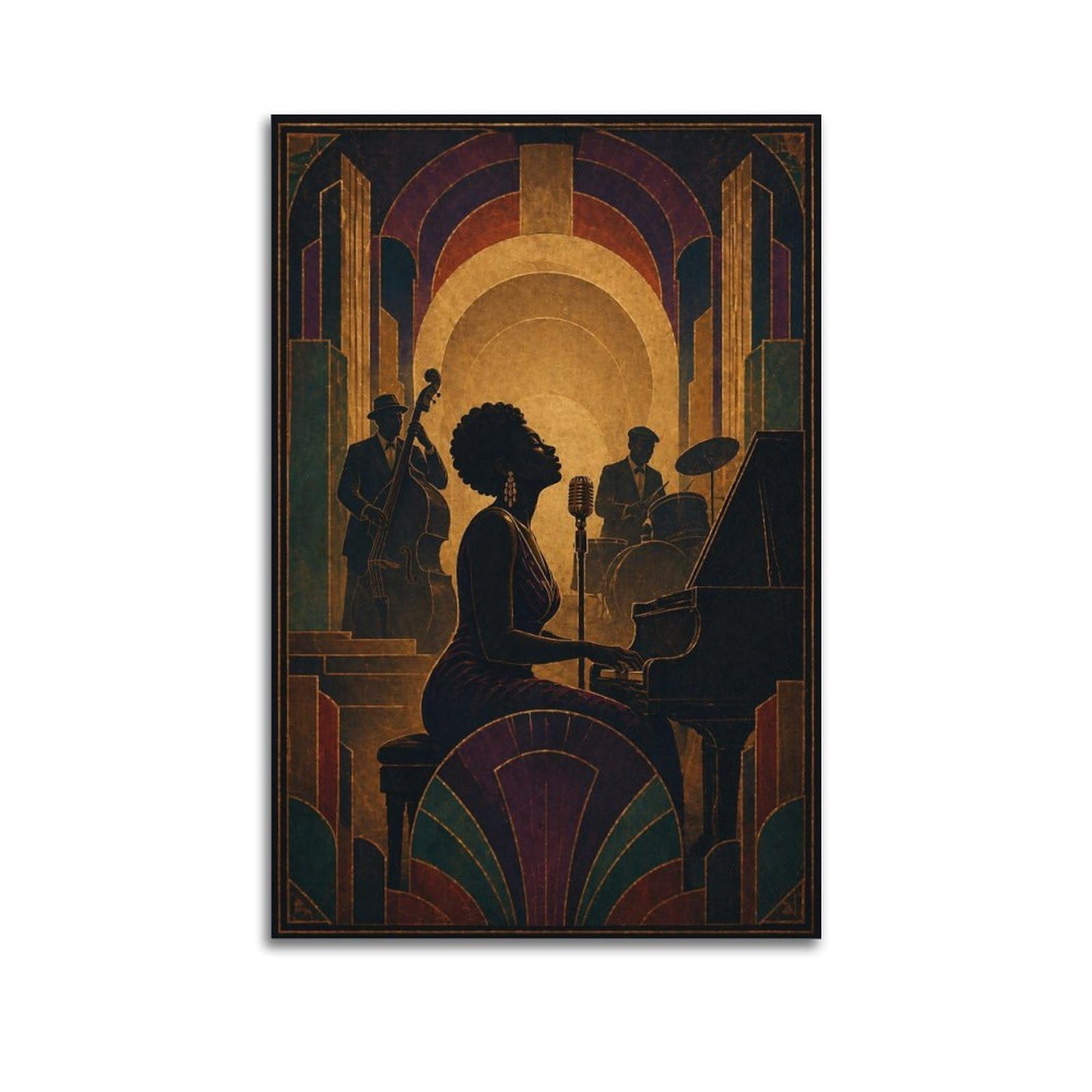 XKUGA Vintage Harlem Style Jazz Band Club Poster Modern Decorative Canvas Prints - Ideal Wall Art for Family, Man Cave, Game Room, Boys & Girls Bedroom 20x30inch(50x75cm)
