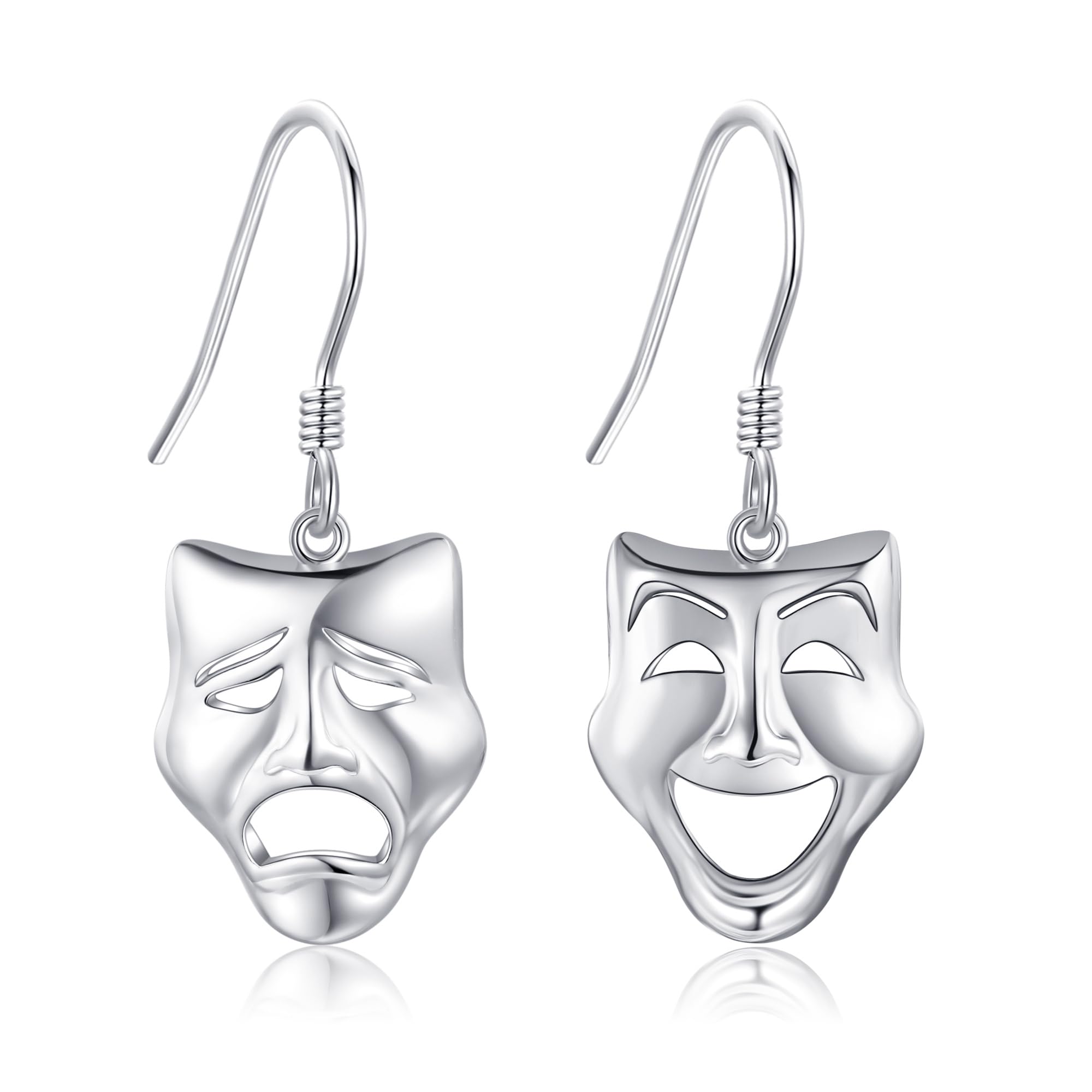 ONEFINITY Traggödie - Orecchini a forma di commedia, in argento Sterling 925, per donne, Argento sterling