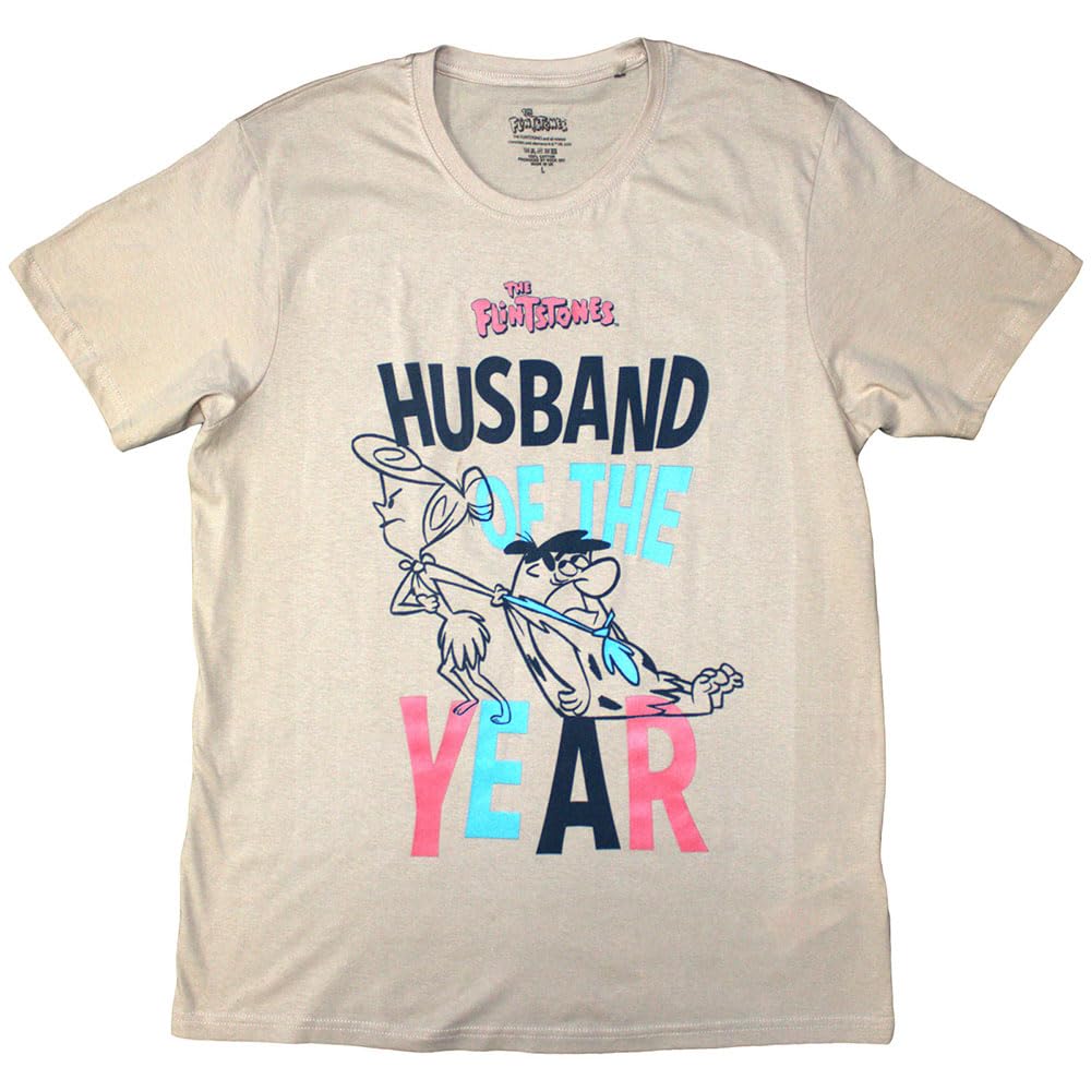 Rock Off officially licensed products The Flintstones Husband of The Year T Shirt L Sand