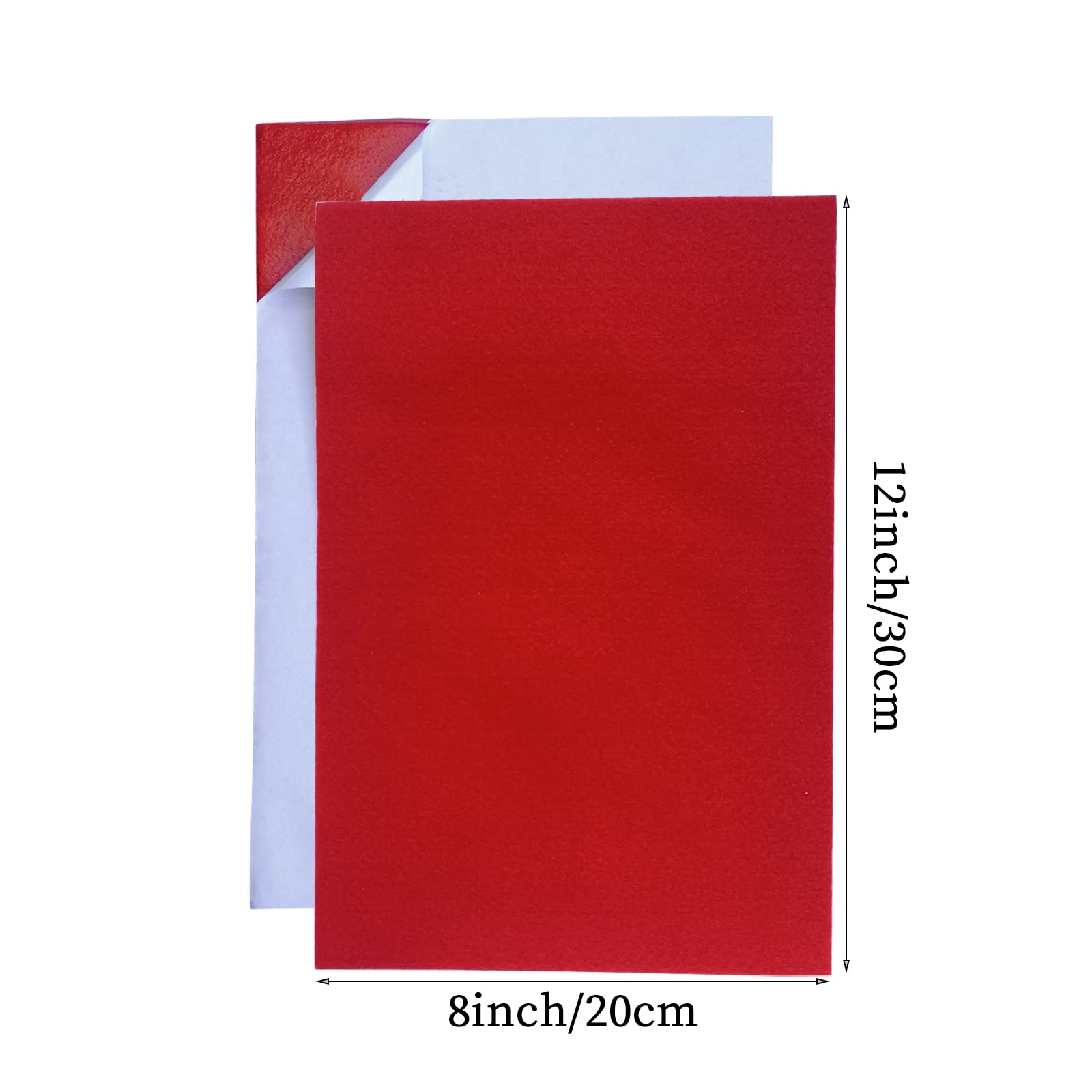 Jtnohx Self Adhesive Felt Sheets, 12 Pieces Felt Fabric with Adhesive Backing, 8x12 Inches Soft Sticky Back Fabric for Art & Craft DIY Project (Red)