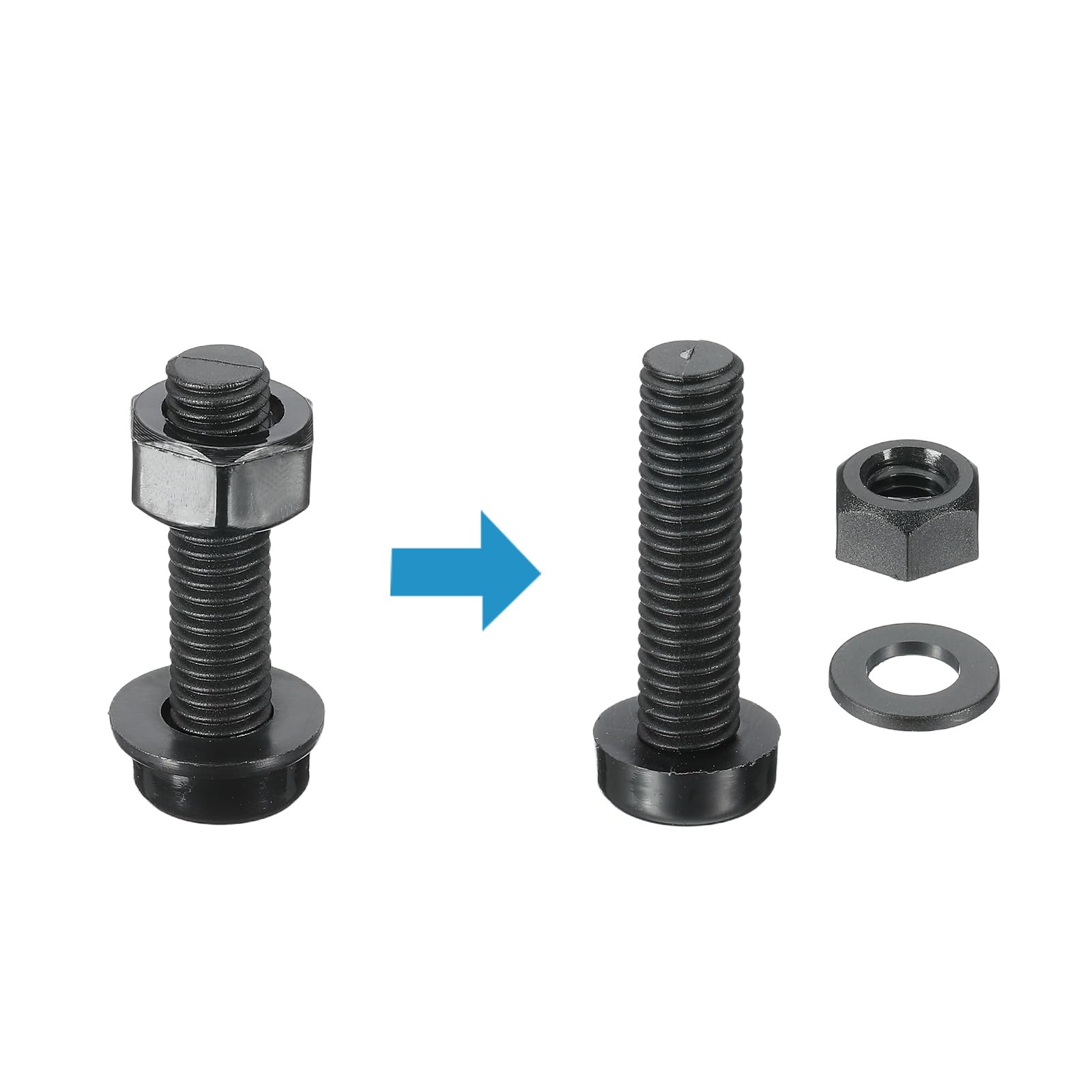 PATIKIL M8x30mm Black Nylon Bolts Plastic Nuts Full Thread Head Screws, 24 Pcs, M8*30mm - Image 3
