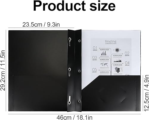 Miniatura 7 de Koqye Carpetas de proyecto, soportes de plástico para archivadores de tres anillos con bolsillos, carpetas perforadas de 3 agujeros con bolsillos,