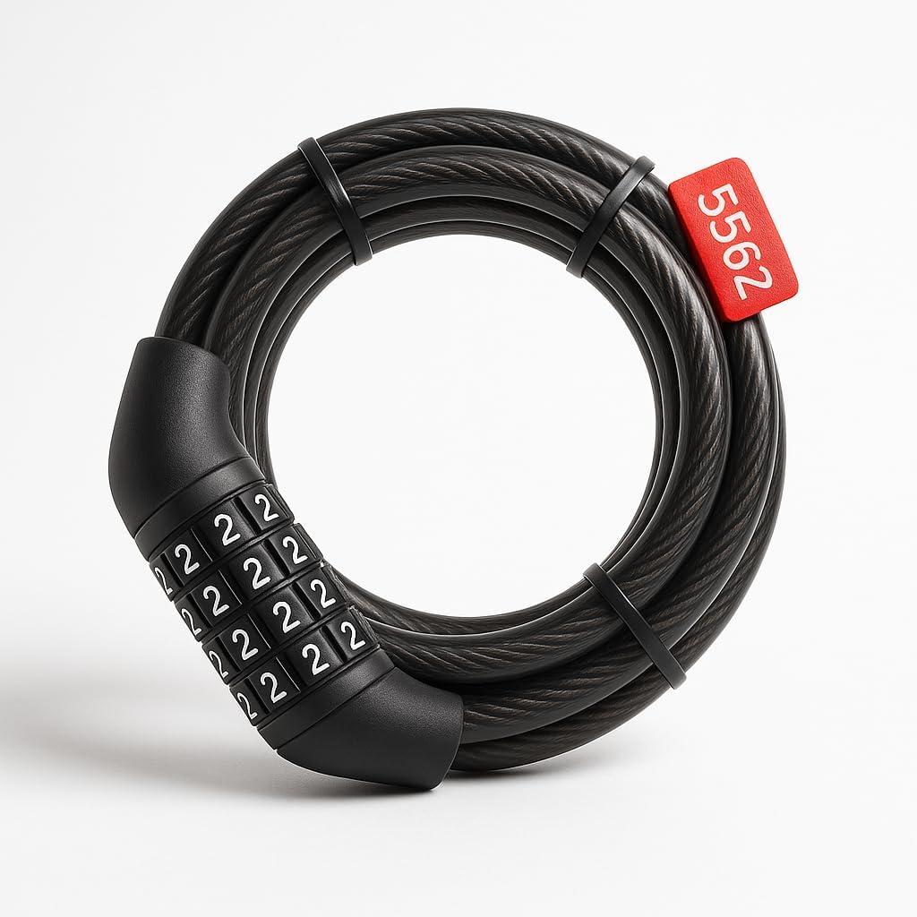 Cadeado para Bicicletas Bike com Senha Numérica 4 Dígitos Trava de Segurança Para Bike Motos Com Cabo de Aço Reforçado 100cm Premium