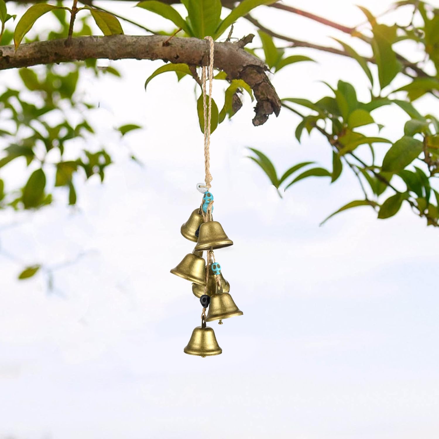 Carillon Éolien Sorcière Dokeno - 6 Cloches Bronze, Amulettes, Décoration Boho Protection