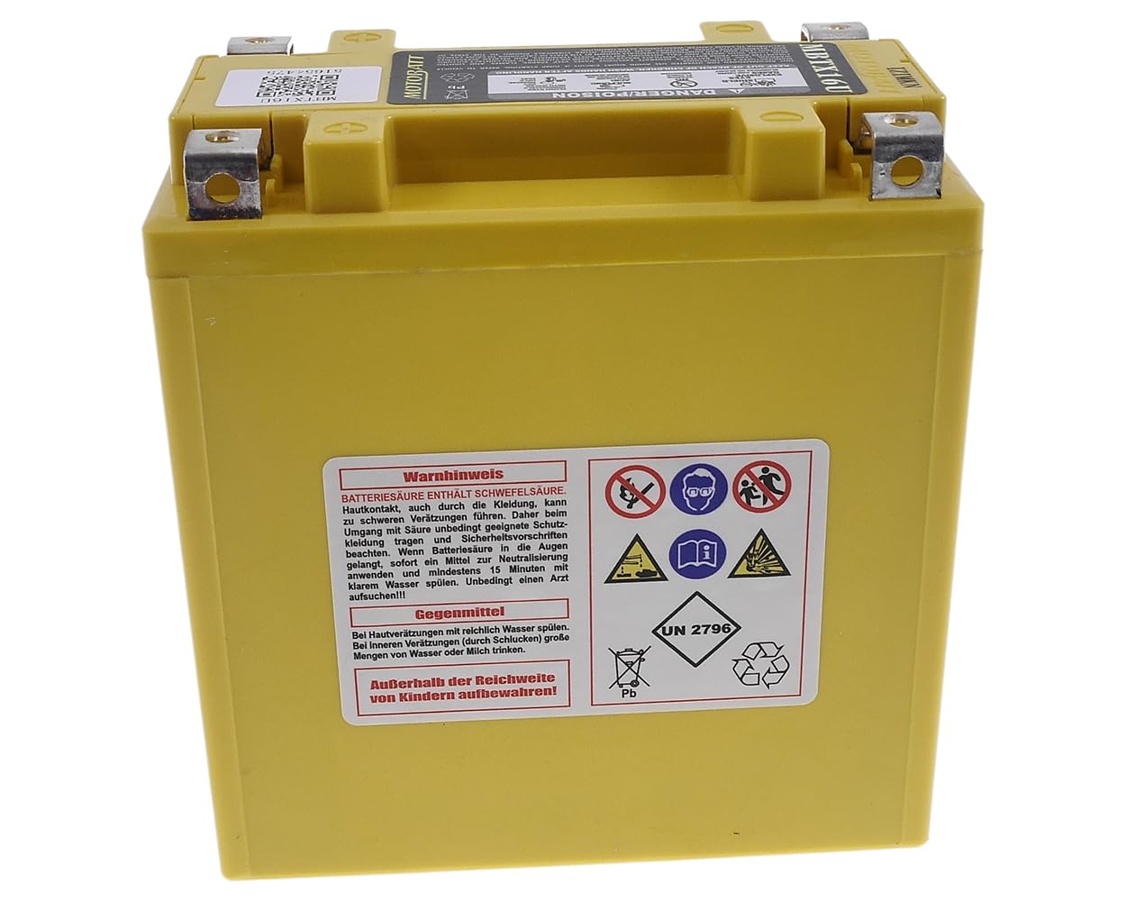 MOTOBATT AGM Batterie 12V 19Ah MBTX16U kompatibel mit Suzuki VL 1500 LC | 4-polig, wartungsfrei & versiegelt; Vergleichstypen YTX16BS, YTX16BS1; kompatibel mit PIAGGIO MP3 400ie Touring RL ZAPM591