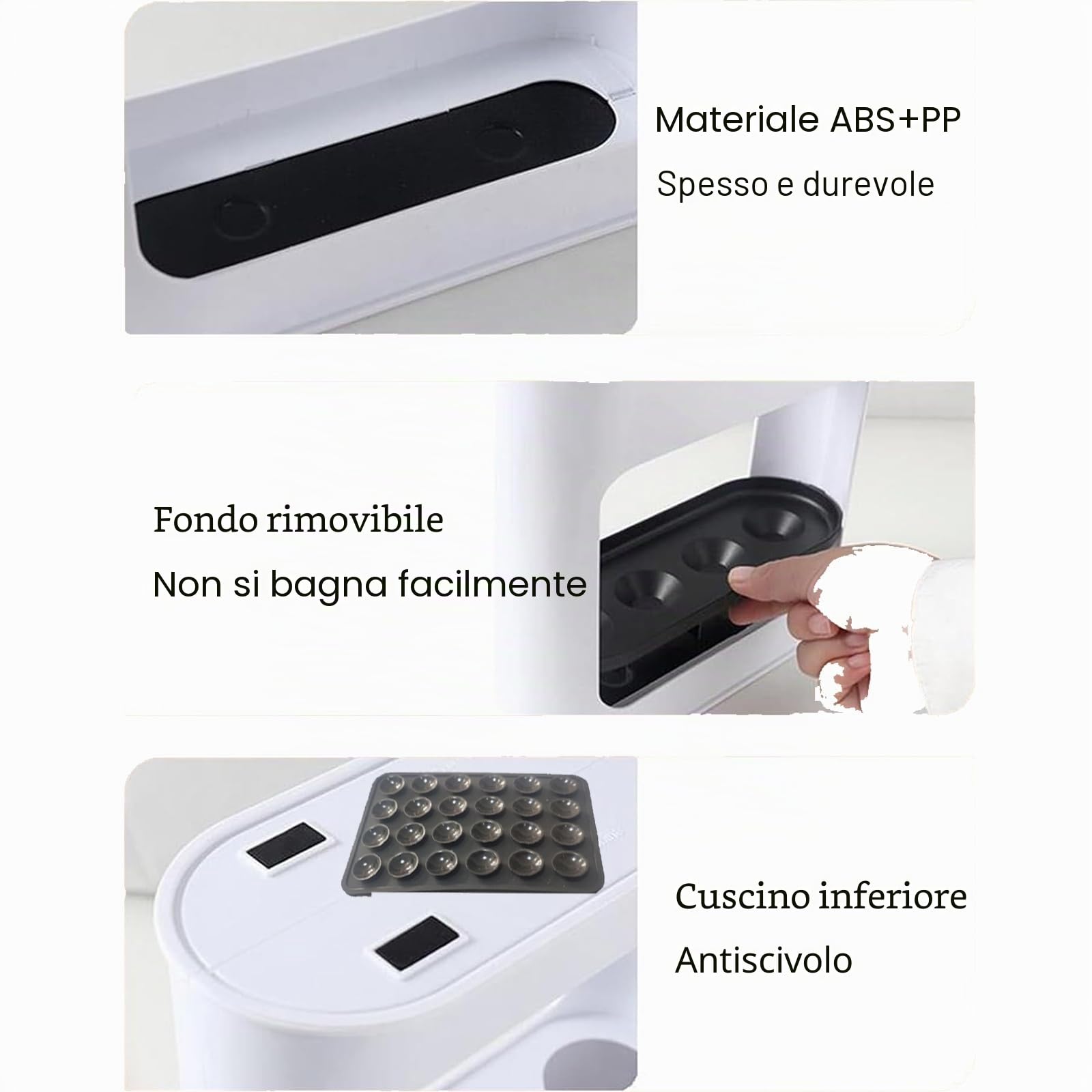Portaombrelli bianco anti ribaltamento, in silicone con vassoio raccogligocce rimovibile, 4 slot per ombrelli lunghi/corti