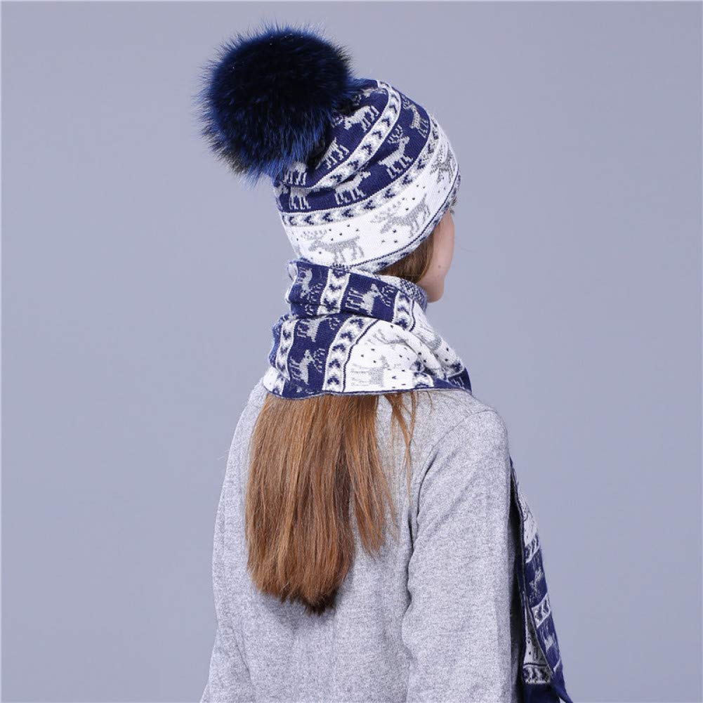 Cappello Lavorato A Magliaset di Sciarpa per Cappello Invernale di Cervo Natalizio Berretto Doppio Strato Spesso Sciarpa di Lana Lavorata A Maglia Calda per Donna