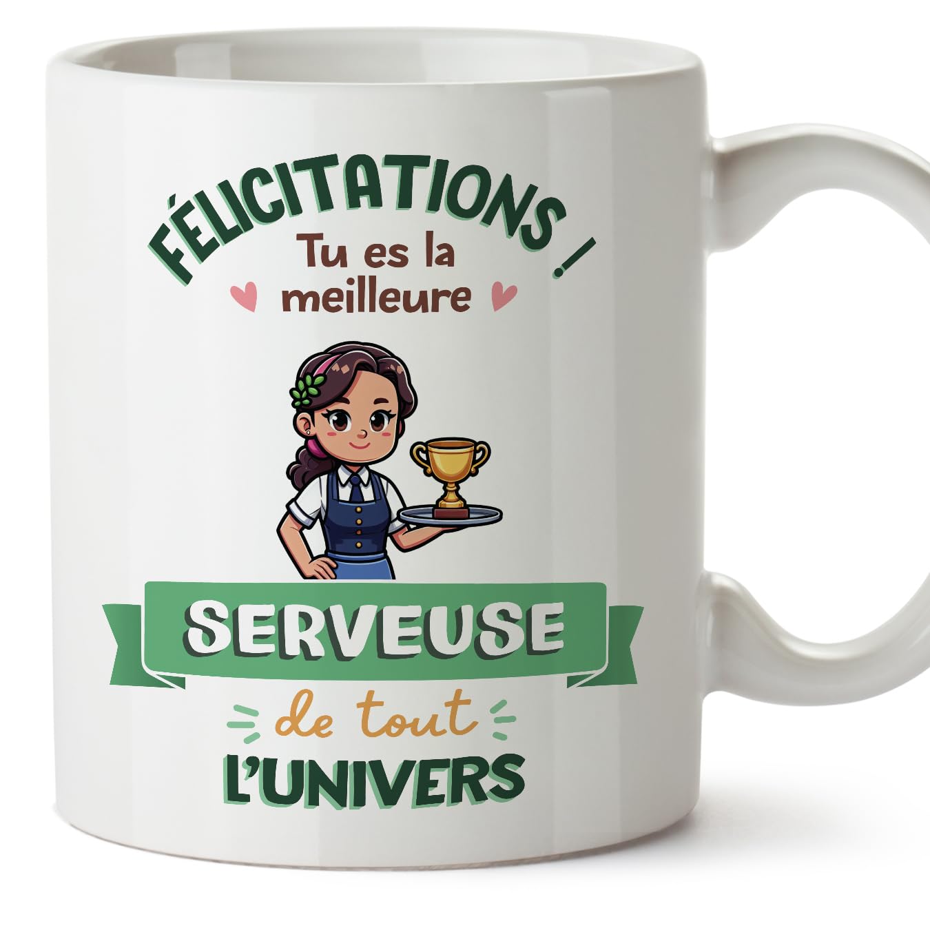 MUGFFINS Waitress Woman Mug - in French - Meilleur Univers Trophée - Funny Gift for Colleagues - Ceramic 11oz Mug — image 1