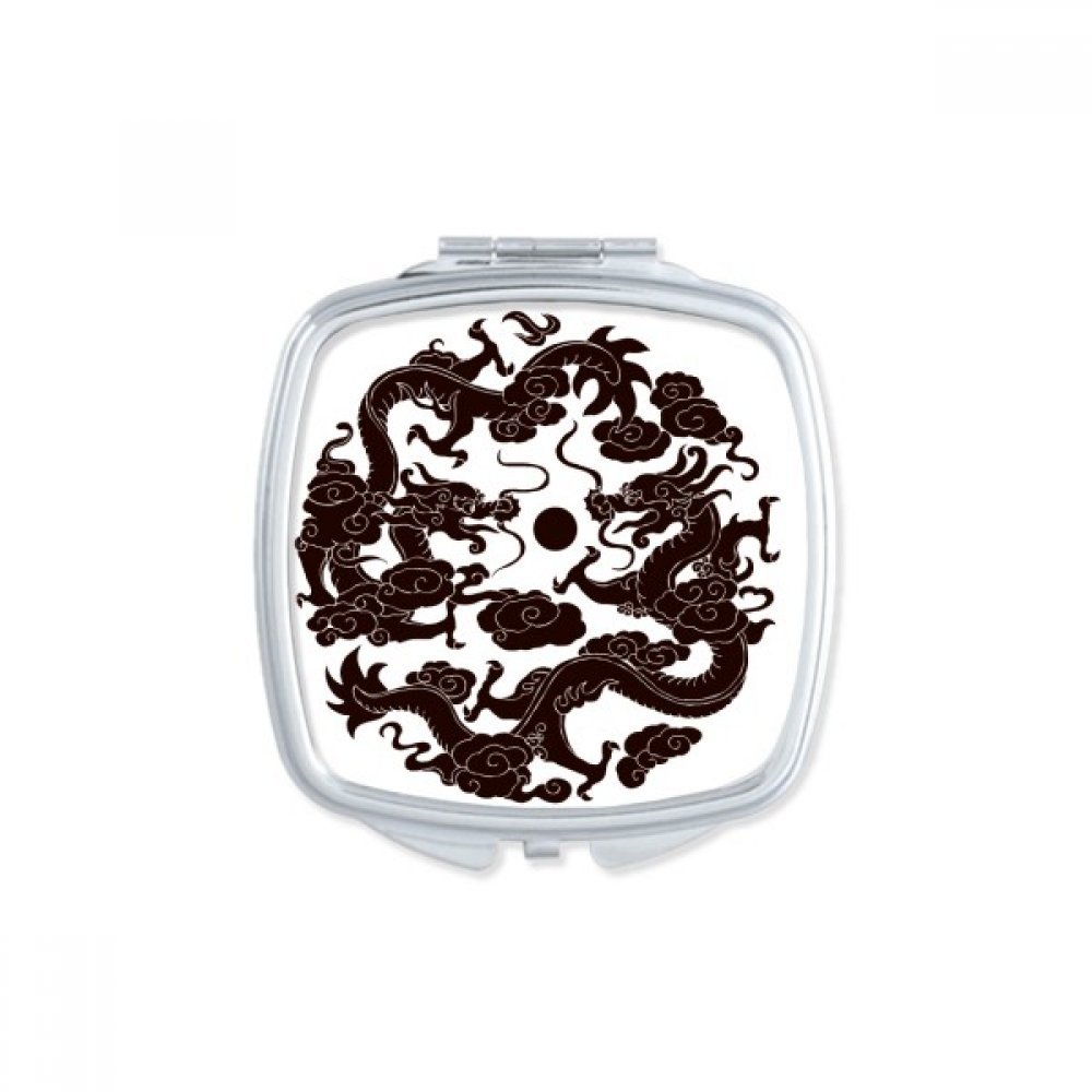 Miroir carré maquillage compact dragon chinois portable petit miroir de poche