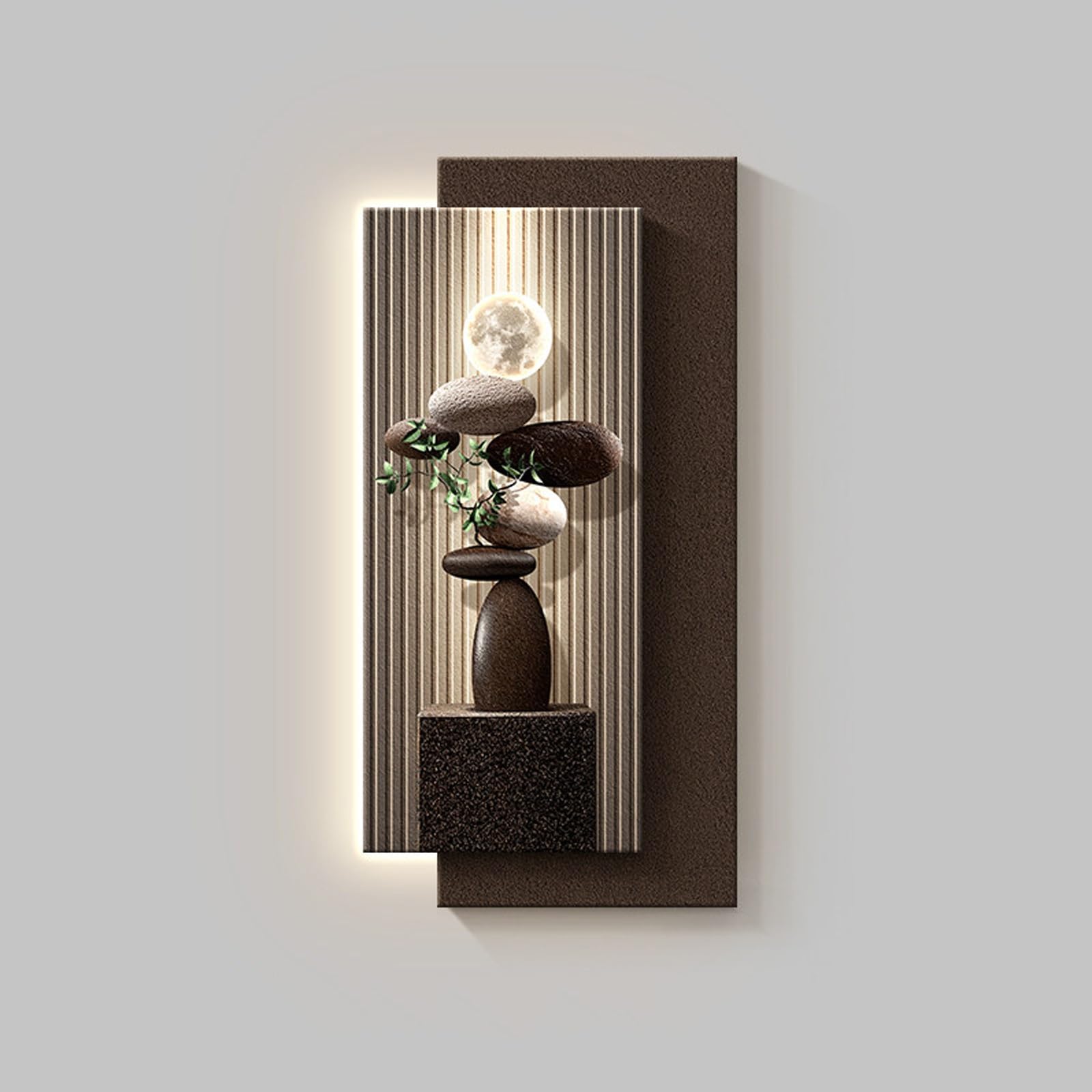 LQXCHEFYVA 3d Wall Art Decor With Led Lights, Sandstone Lighted Wall Art, Plug-in Power Supply, Vertical Suspension, Suitable For Living Rooms And Entryways Wall(D,50x100cm/19.7x39.4in)