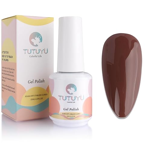 Miniatura 6 de Esmalte de uñas de gel marrón café, 0.5 onzas líquidas, para remojar UV/LED, color marrón chocolate natural para otoño e invierno, kit de esmalte de