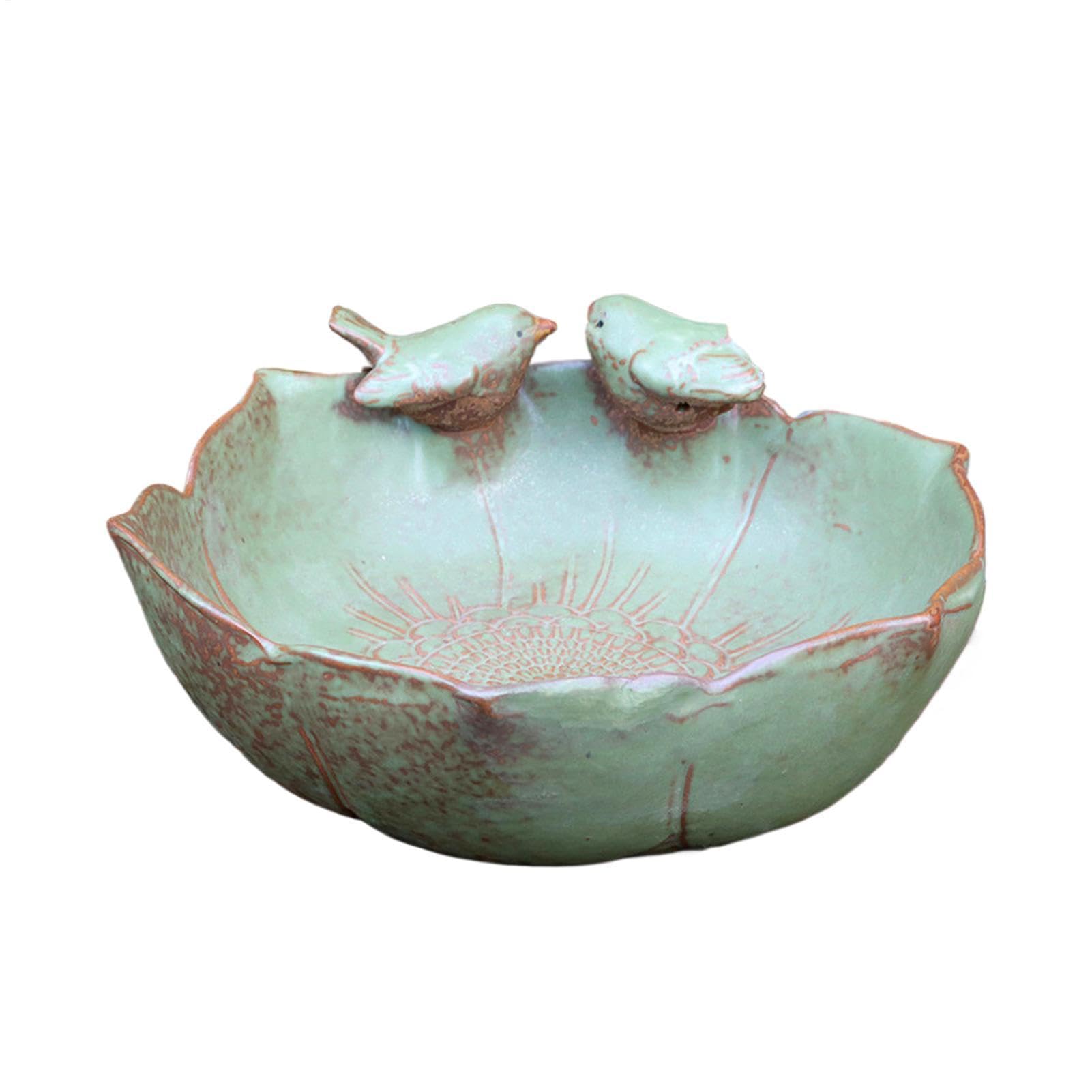 Baño de Pájaros de Cerámica Grande y a Prueba de Fugas | Bebedero de Cerámica Maceta para Exterior para Jardín, Patio, Balcón, Terraza, Interior y Exterior