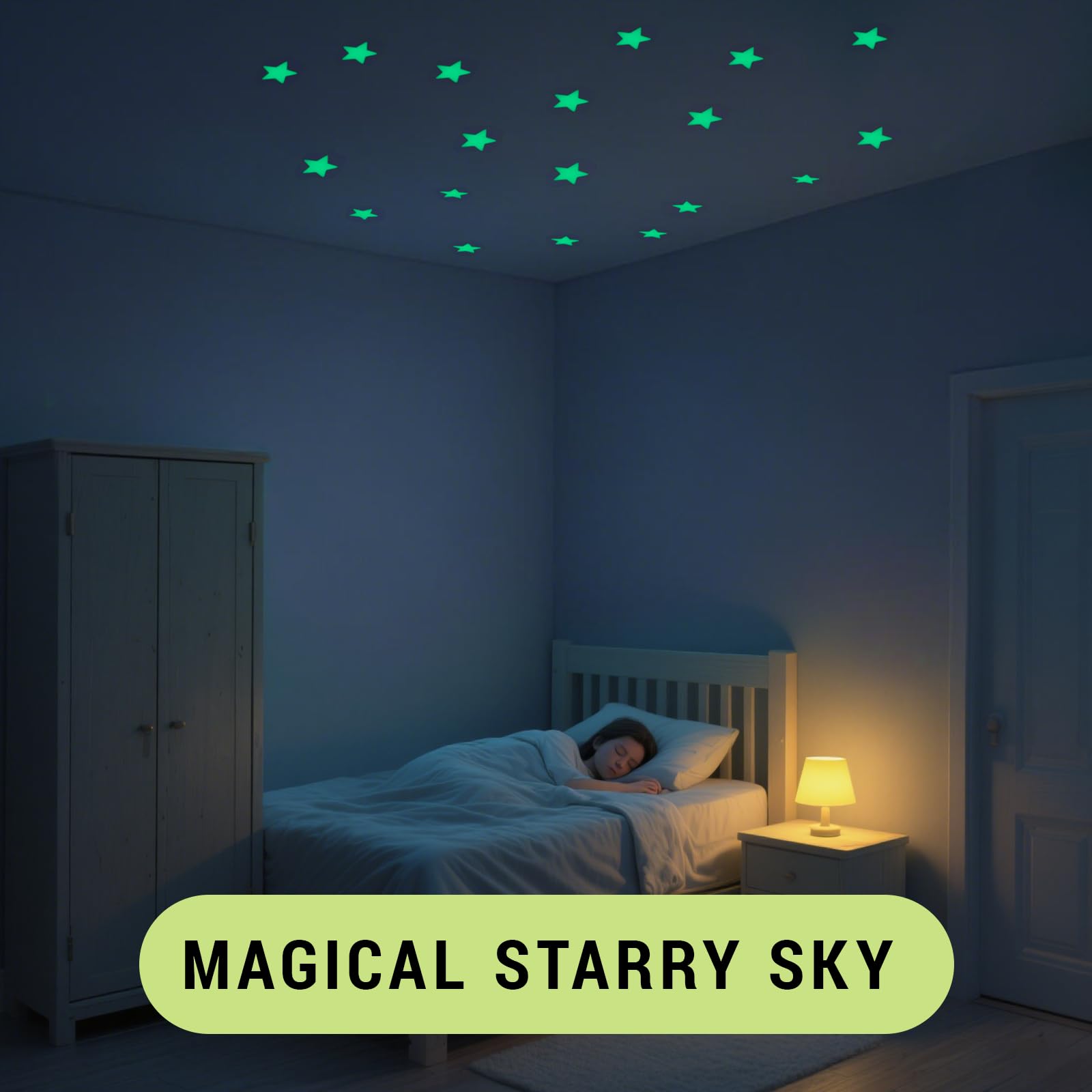 2 tabletas adhesivos luminosos para niños habitación,estrellas luminosas,Pegatinas fluorescentes,Estrellas Fluorescentes,para techo pared, brillante Decoración Dormitorio infantil