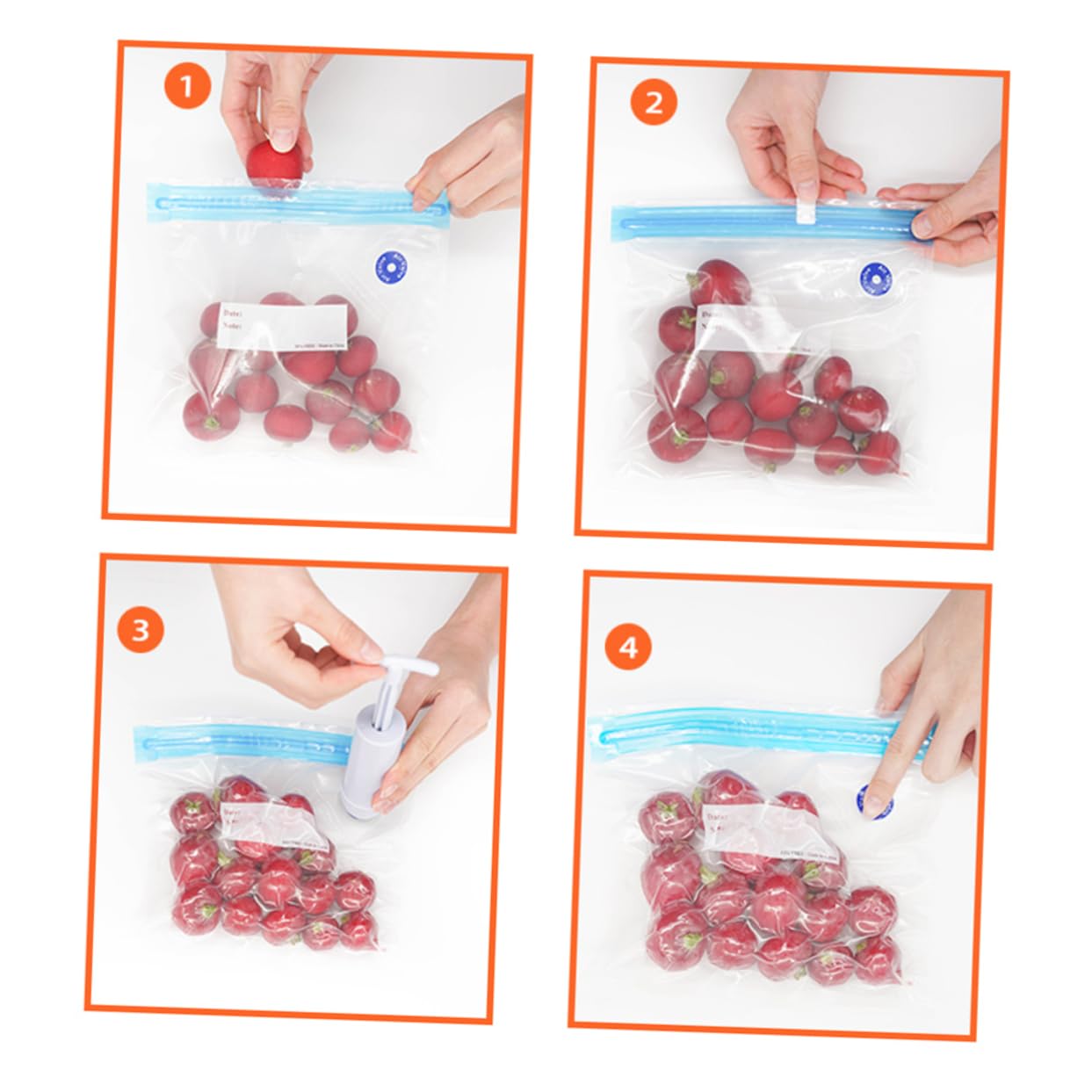 Unomor 12 Pack Vacuum Seal Food Storage Bags Sealing Food Package Bag Reusable Compression Bags for Cooking Baking and Long-term Storage (22x21cm x 10 2 Clips Included)