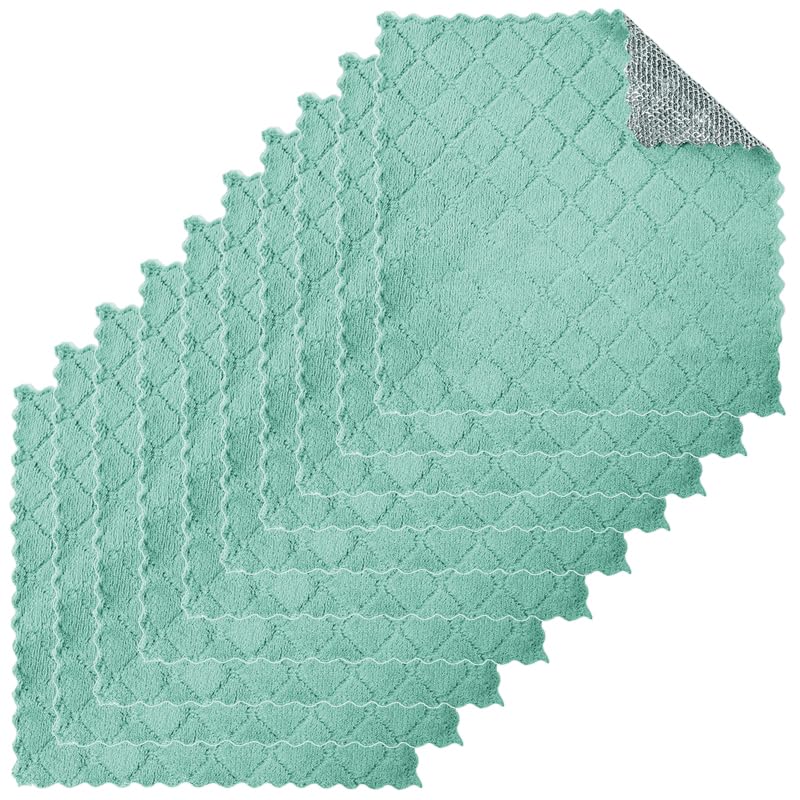 Meganchoice Double Sides Kitchen Cleaning Cloth Pack of 10, Steel Wire Side with Velvet Side Towel Mesh Dishwashing Rags Stainless Steel Scrubber Non-Scratch Microfiber Dishcloth (Green 10PCS) (B0D8TR16JL) Amazon Price History, Amazon Price Tracker