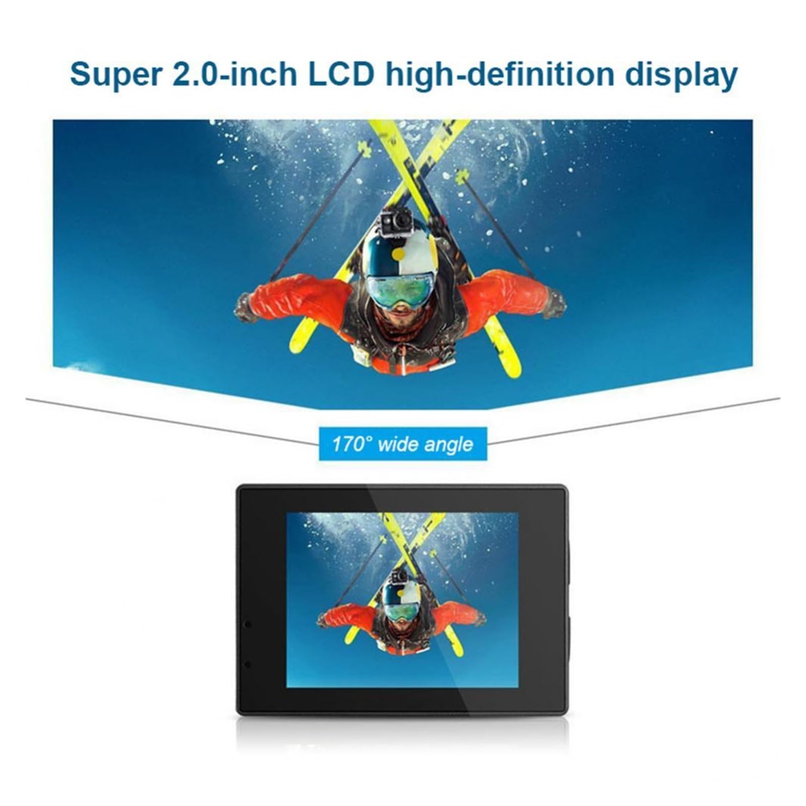 Mini HD 1080P wodoodporna kamera sportowa 2.0 Cal 32G Outdoor Motion Sking DV do akcji wideo kask rowerowa cyfrowa Bezproblemowa PrzenośNość(Cam add8gb card,Black)