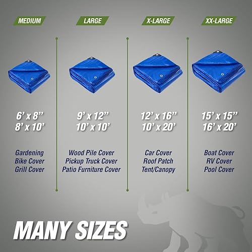 Miniatura 7 de Rugged Rhino Lona resistente para todo tipo de clima, 100% impermeable, lonas resistentes a la temperatura UV de 5 mil, cubierta multiusos de alta