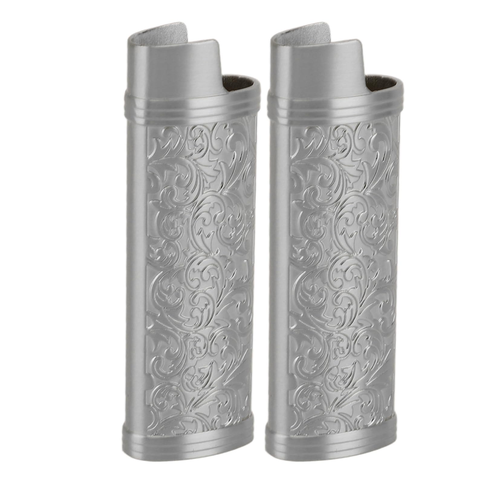 Muiltvoe 2PCS Lighter Case, Vintage Style Floral Stamped Zinc Alloy Shell for Lighter Protection with Unique Botanical Pattern, Secure Fit and Easy Access