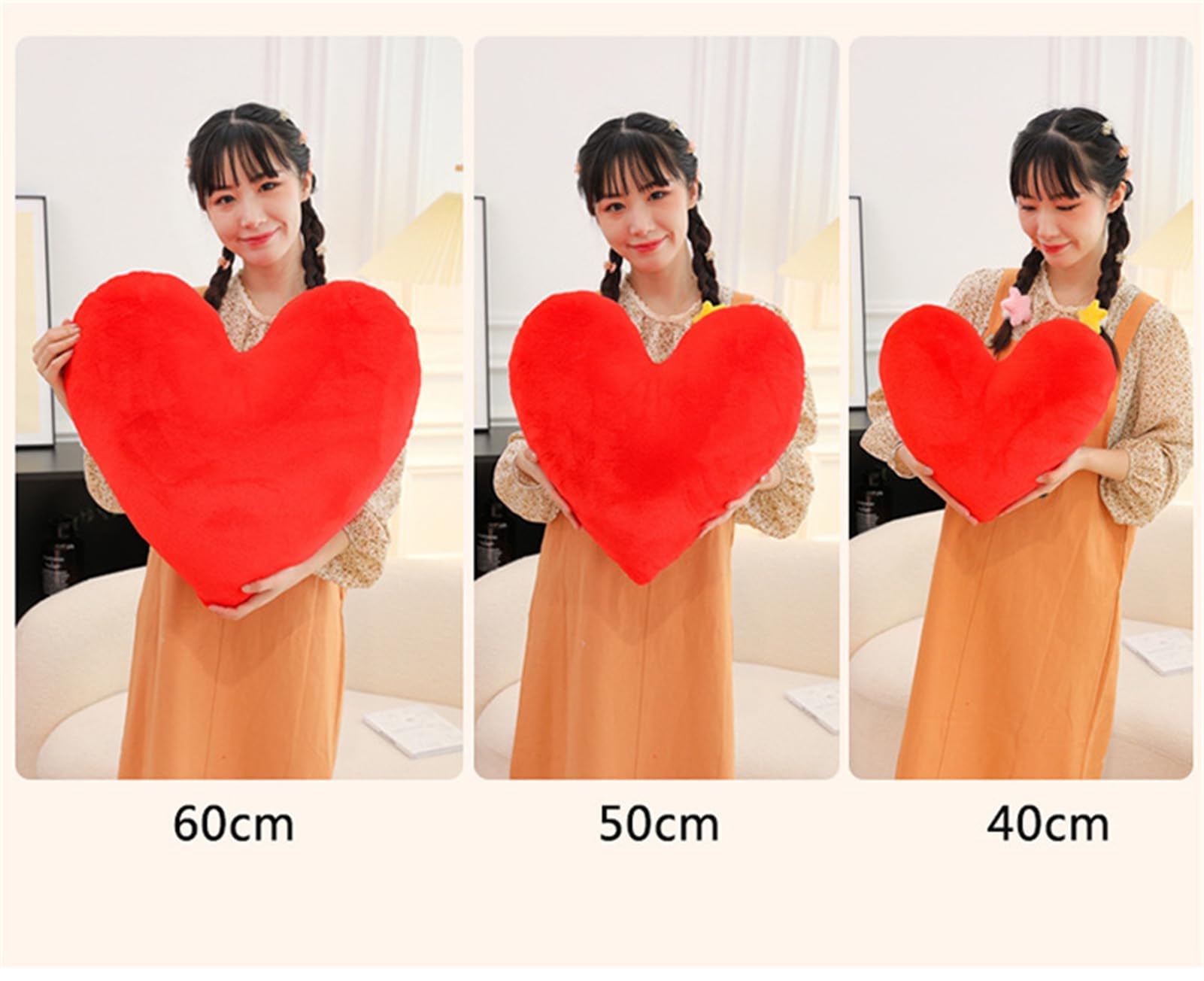 Cuscino a cuore, per cameretta dei bambini, a forma di cuore, per ragazze e ragazzi, decorazione per la camera da letto (cuore giallo, 50 cm)