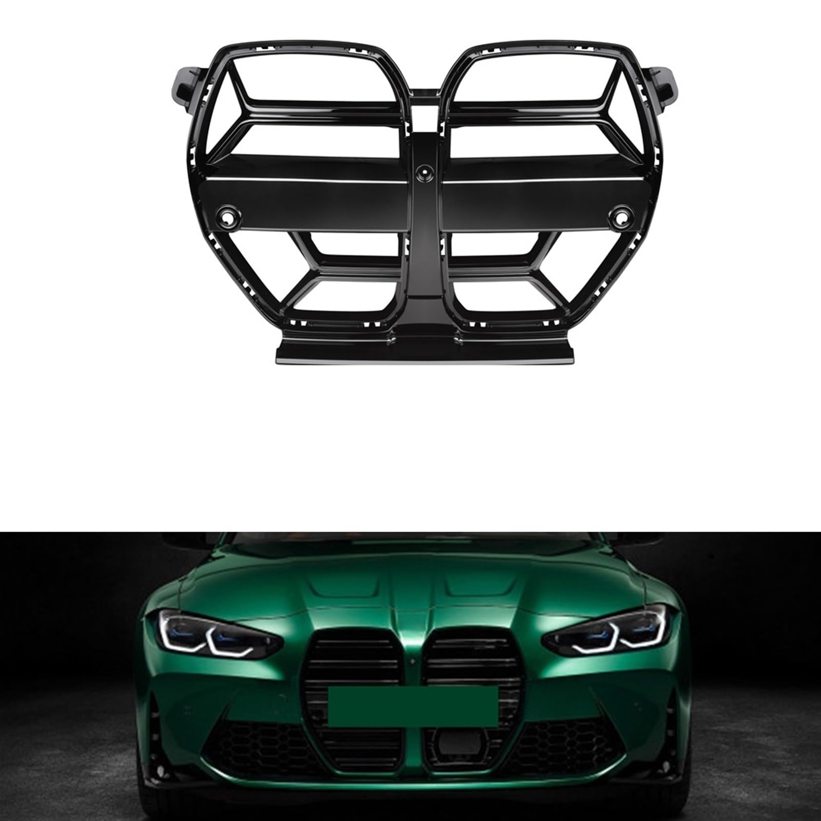 ABS Plastic Bumper Grilles Compatible For BMW G80 G81 M3 G82 G83 M4 2021 - IN Glossy Black Front Hood Kidney Grille ACC and No ACC Support