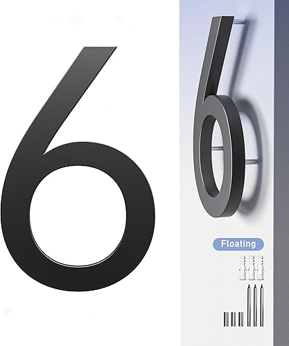 Número de casa flotante para exteriores modernos números de dirección de casa para exteriores Números de casa de metal grande de 7 pulgadas negro