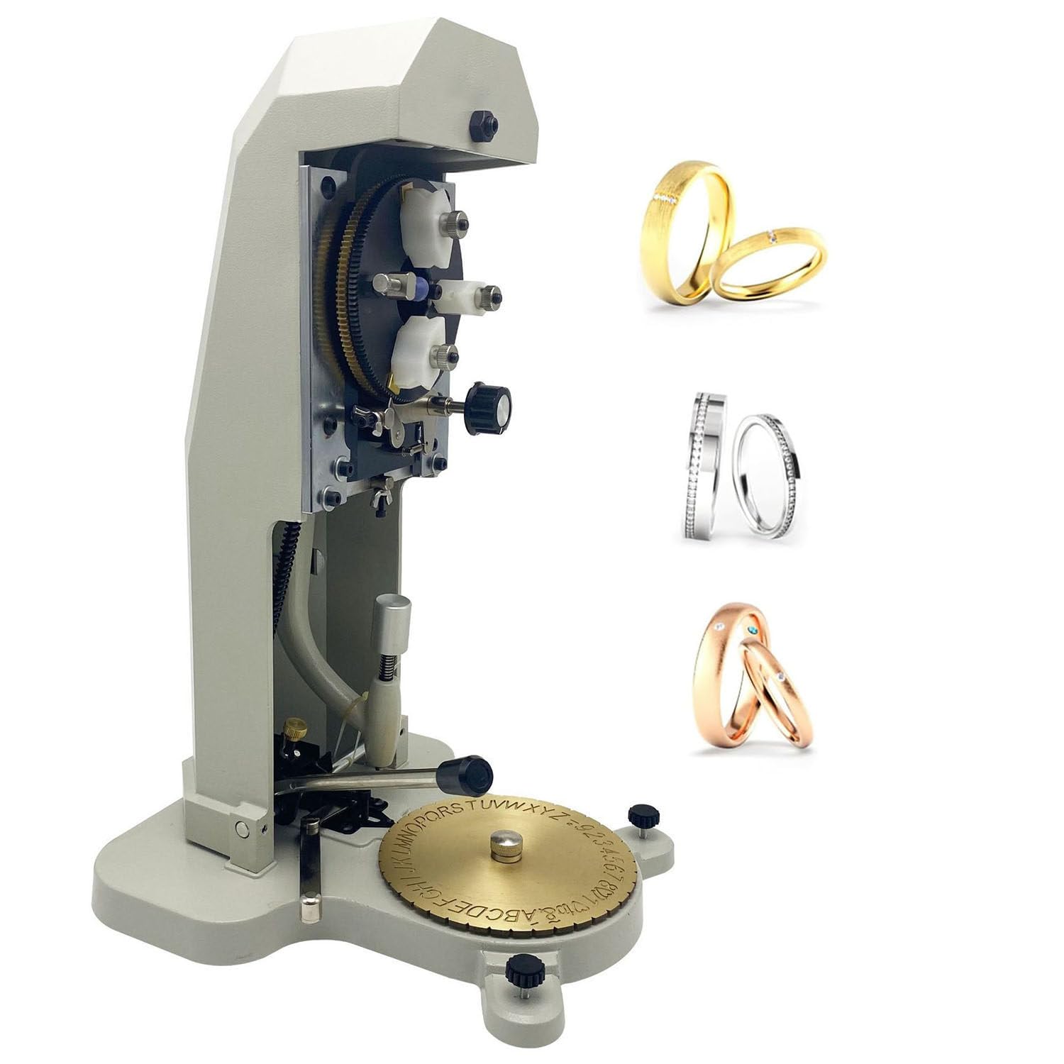 Ymnogjie Adjustable Manual Ring Engraver, Dual-Sided Dial Inside Ring Engraving Machine, 1.5mm-2.0mm Letter Block for Ring Jewelry Personalized Engraving