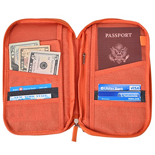 Hopsooken Travel Wallet & Passport Holder Organizer Rfid Blocking ID Card Pouch (Orange)