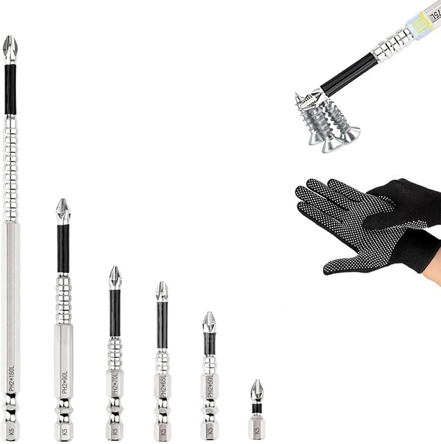 6/9-Piece High Magnetic Screwdriver Drill Bit Set, Upgraded Anti-Slip S2 Alloy Steel Screwdriver Bits with Strong Hold for Impact Driver & Hand Drill