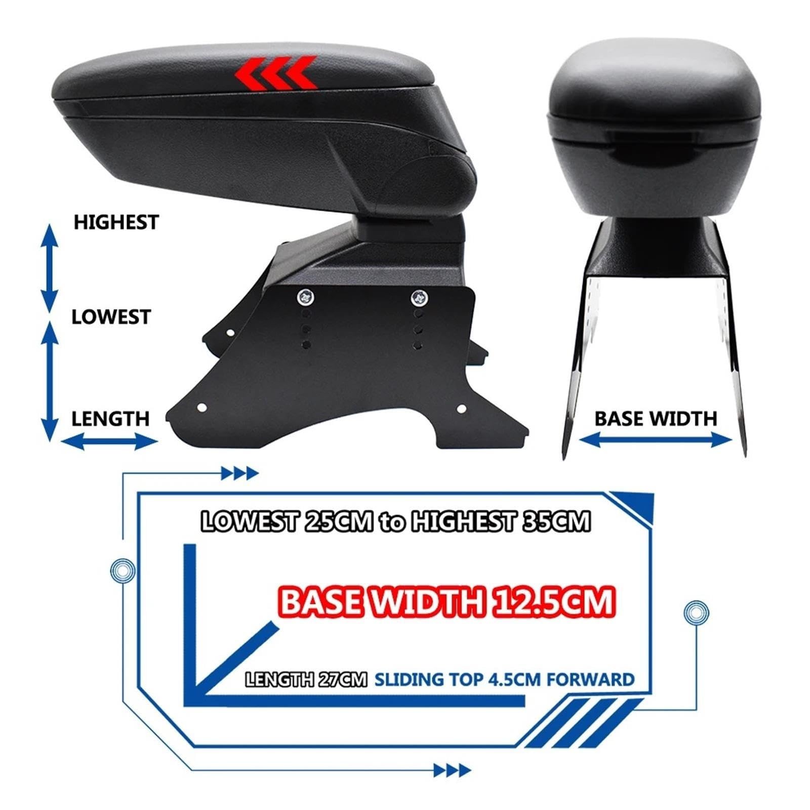 Reposabrazos Universal Coche Compartimento Ajustable Contenido Estilo
