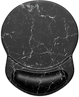 ITNRSIIET Mouse Mat with Wrist Support,Gaming Mouse Pad with Gel Wrist Rest,Mousepad Ergonomic with Lycra Cloth,Non-Slip PU Base for Computer,Laptop,Office&Home, Black Marbling