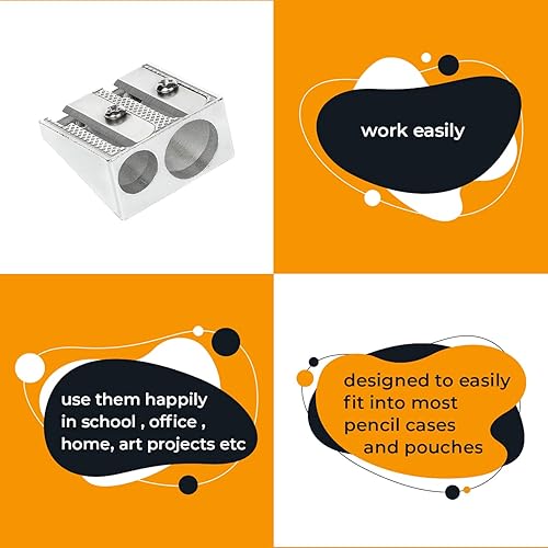 Miniatura 4 de Sacapuntas  Paquete de 3  Sacapuntas de metal pequeño de mano  Mini sacapuntas de doble agujero