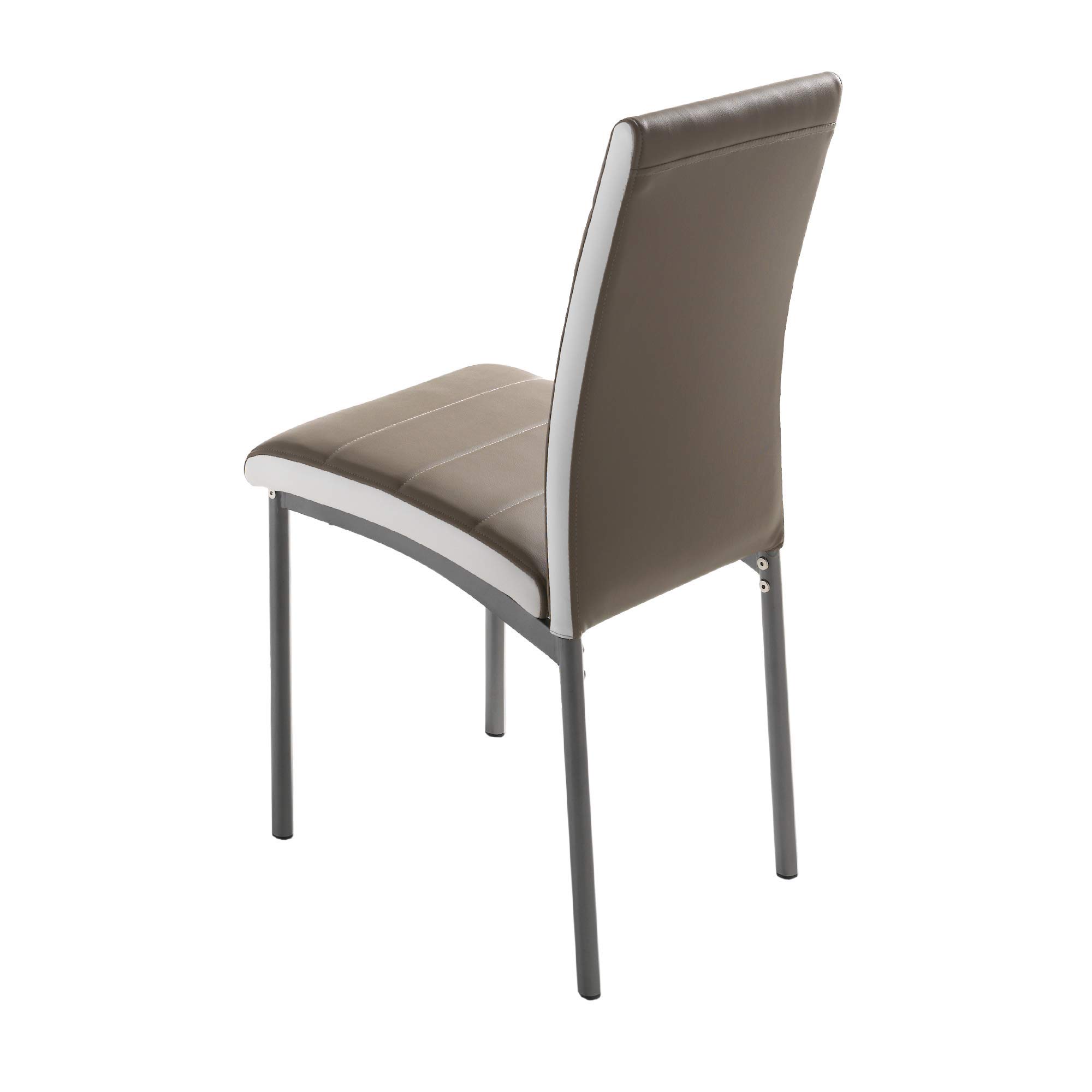 MOMMA HOME Set de 4 Sillas - Modelo Camelia - Color Camel/Blanco - Material Ecopiel/Metal - Medidas 45 x 54 x 92 cm
