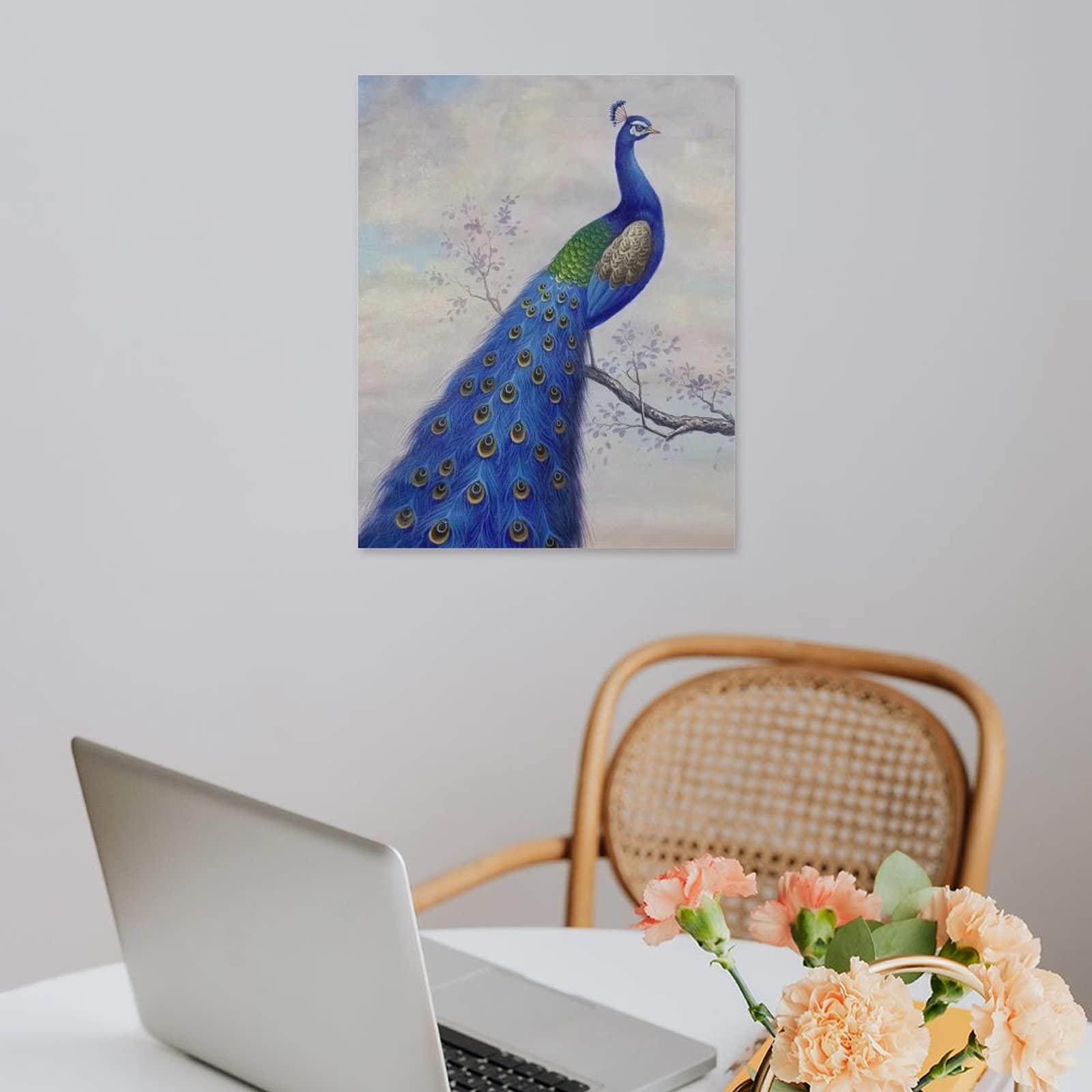 Amazon.co.jp: 絵画 青い羽の孔雀インテリア 絵画 カラフルな