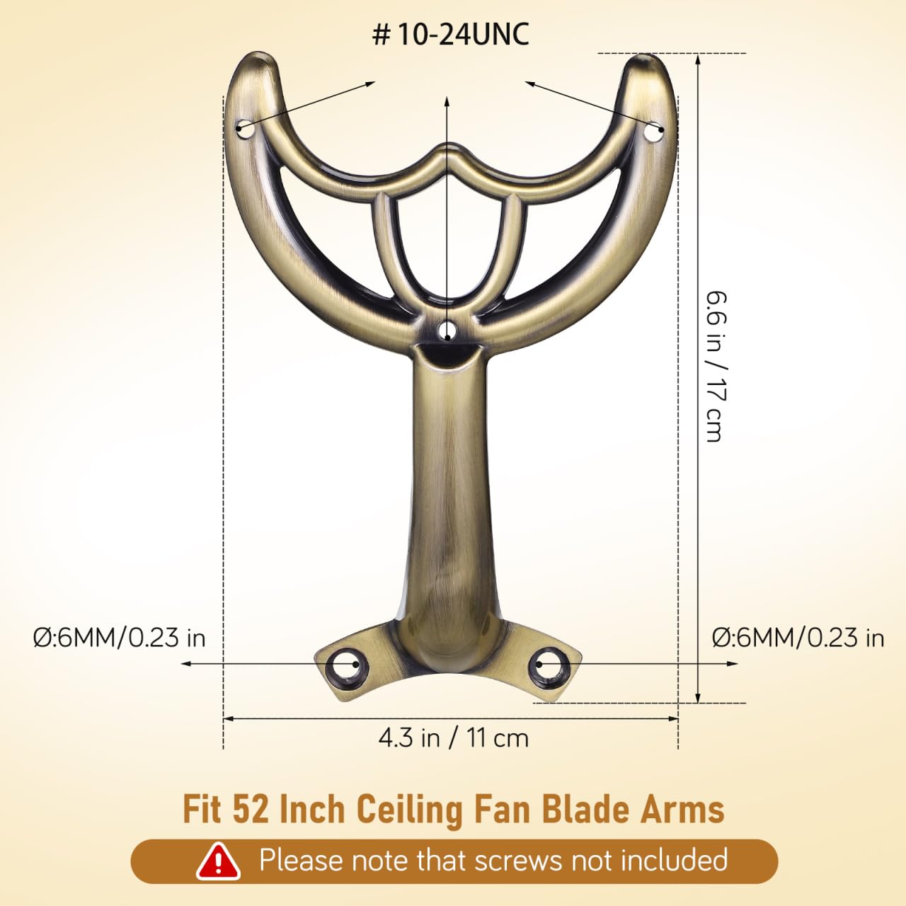 DOITOOL Ceiling Fan Blade Arm Replacement, Iron Fan Arm Bracket for 52 Inch Fixtures, Blade Support Repair Part, 6.68 x 4.32 in, 1pc, Coffee