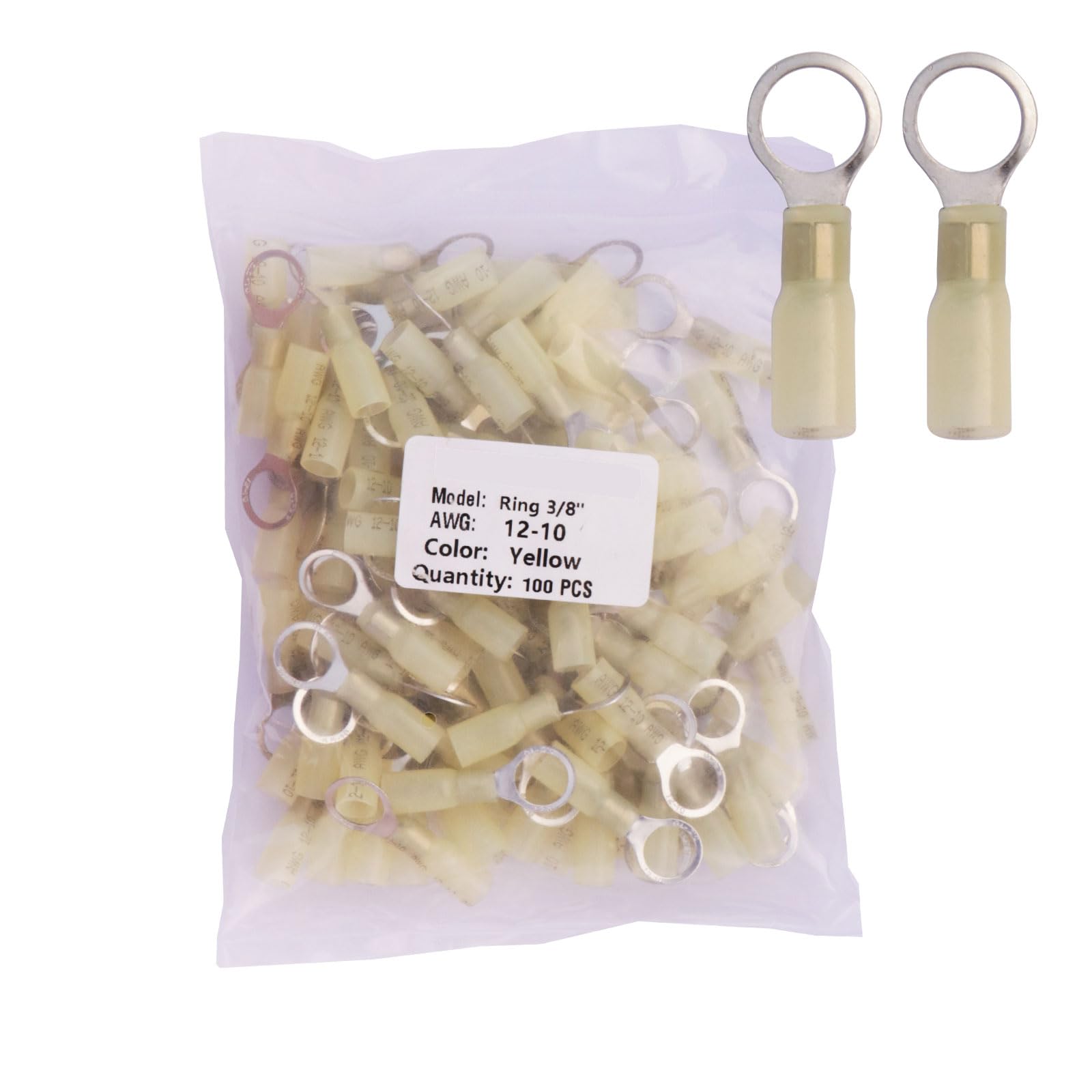 Conectores de anillo termorretráctiles AWG 12-10 de cobre estañado para conexiones estables 6