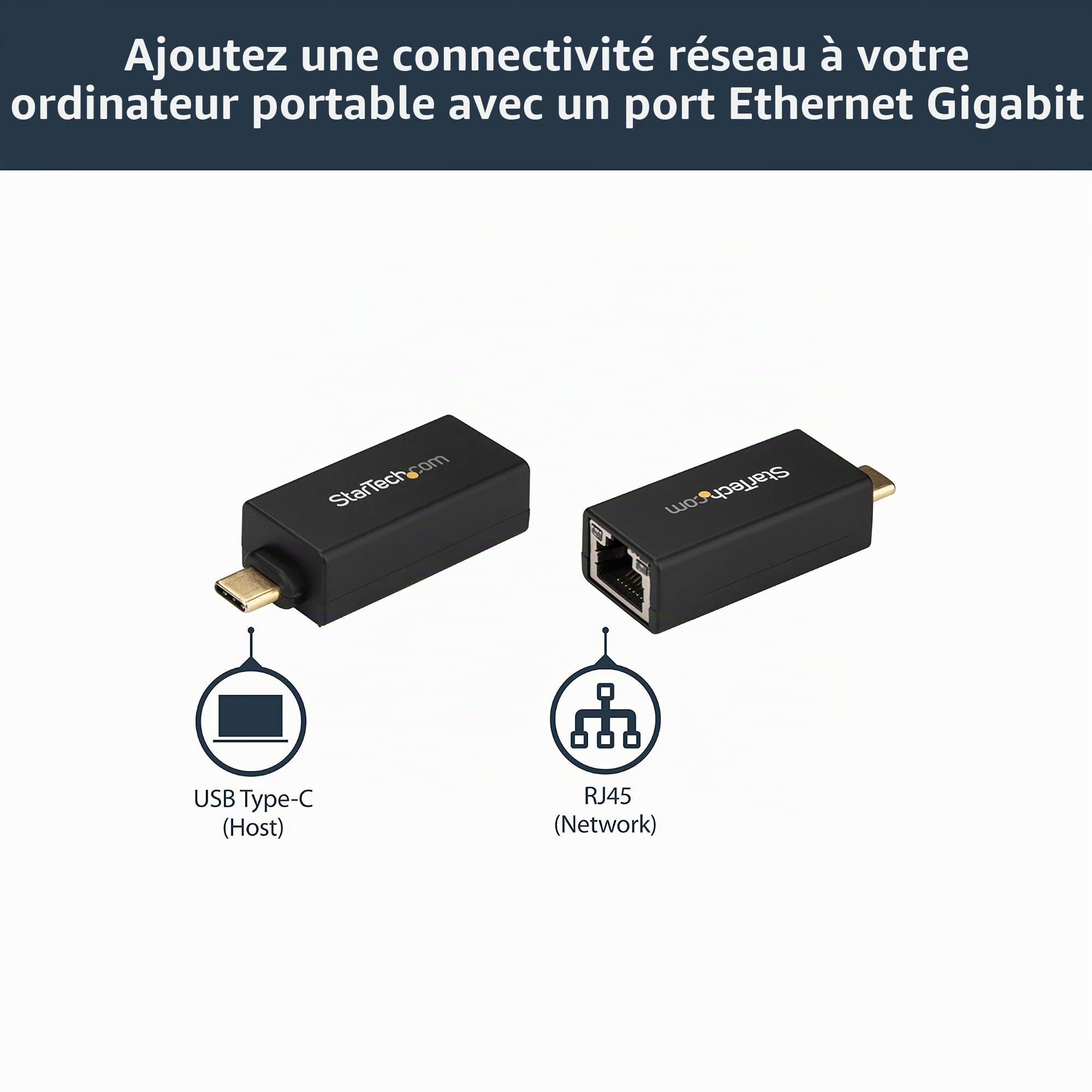 StarTech Adaptateur USB-C vers Gigabit Ethernet, Port Thunderbolt 3
