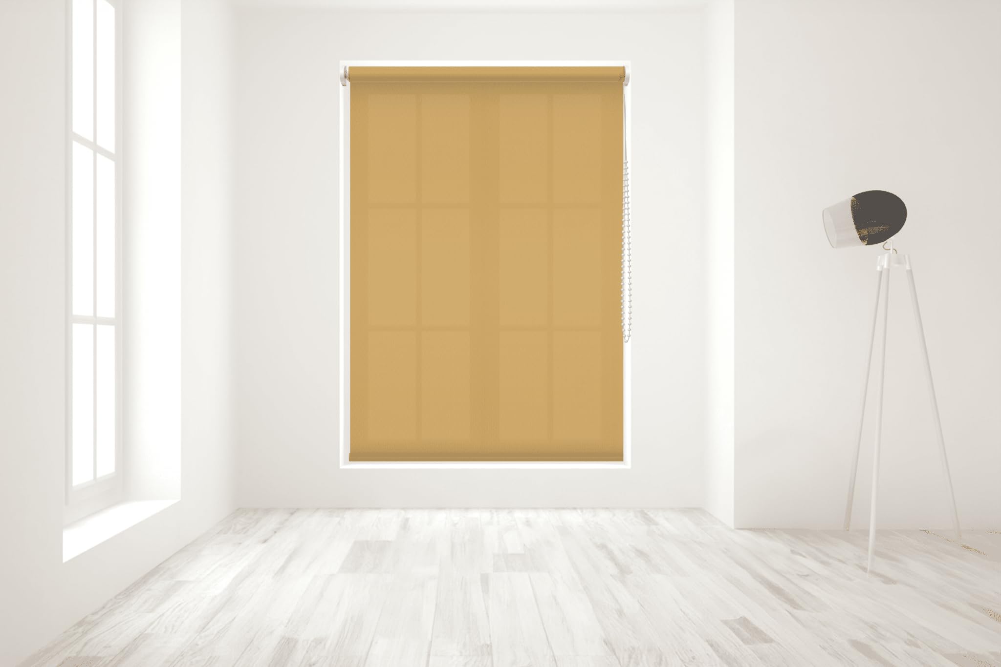 Straight Edge Dim-Out Roller Blind - Easy Fit Home Office - 120cm Width x 160cm Width Drop - Ochre