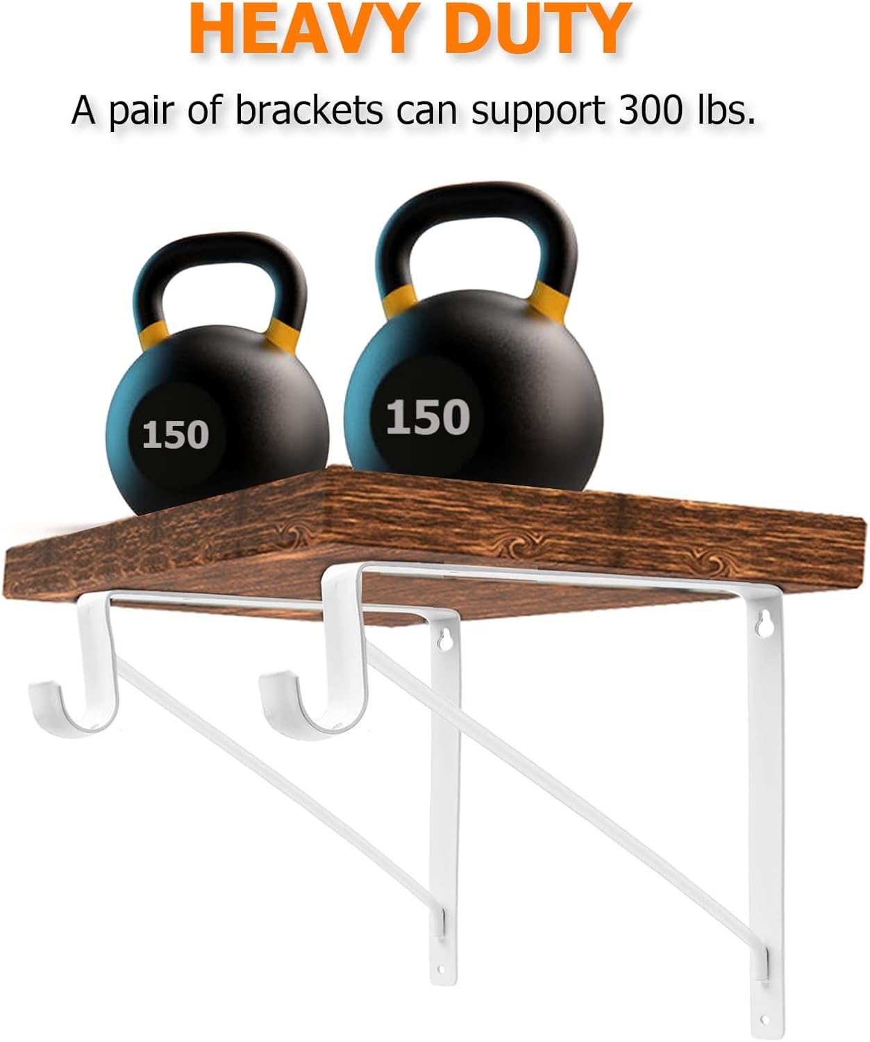 8 Pack Heavy Duty Closet Rod Bracket 11”x11” Closet Shelf & Rod Brackets, Right Angle Closet Shelf Bracket with Rod Holder, Closet Rod Center Support for Revive Your Sagging Rod, Withe
