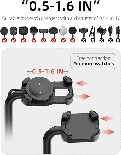 Miniatura 3 de Base de carga universal ajustable para reloj inteligente con soporte telescópico, compatible con Samsung Galaxy, Google Pixel, Huawei, Garmin,