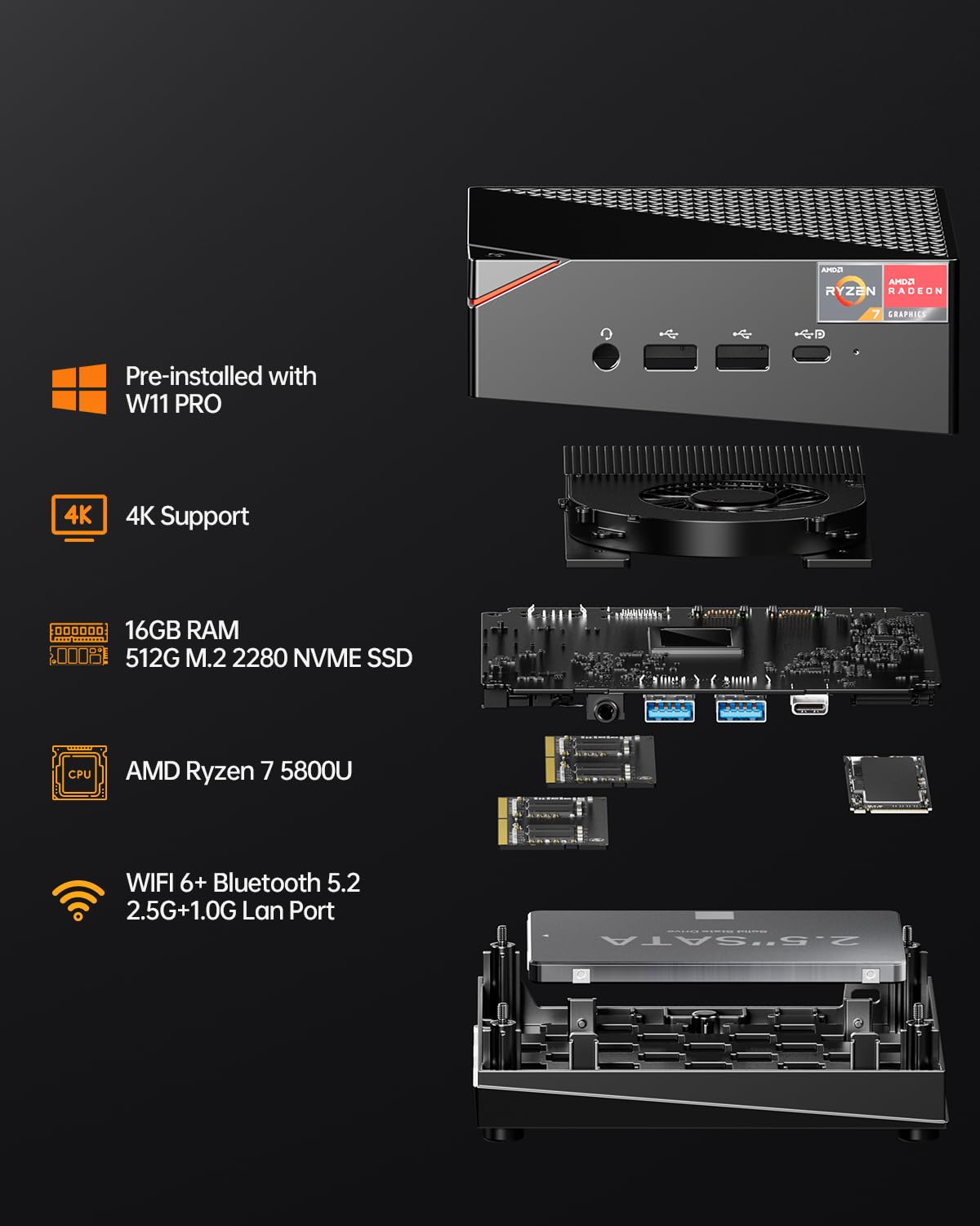AOOSTARミニPC Ryzen7 5700u64GBSSD1TBHDD1TB Amazon.co.jp: AOOSTARミニPC ryzen7 8845HS mini pc GEM12 780M