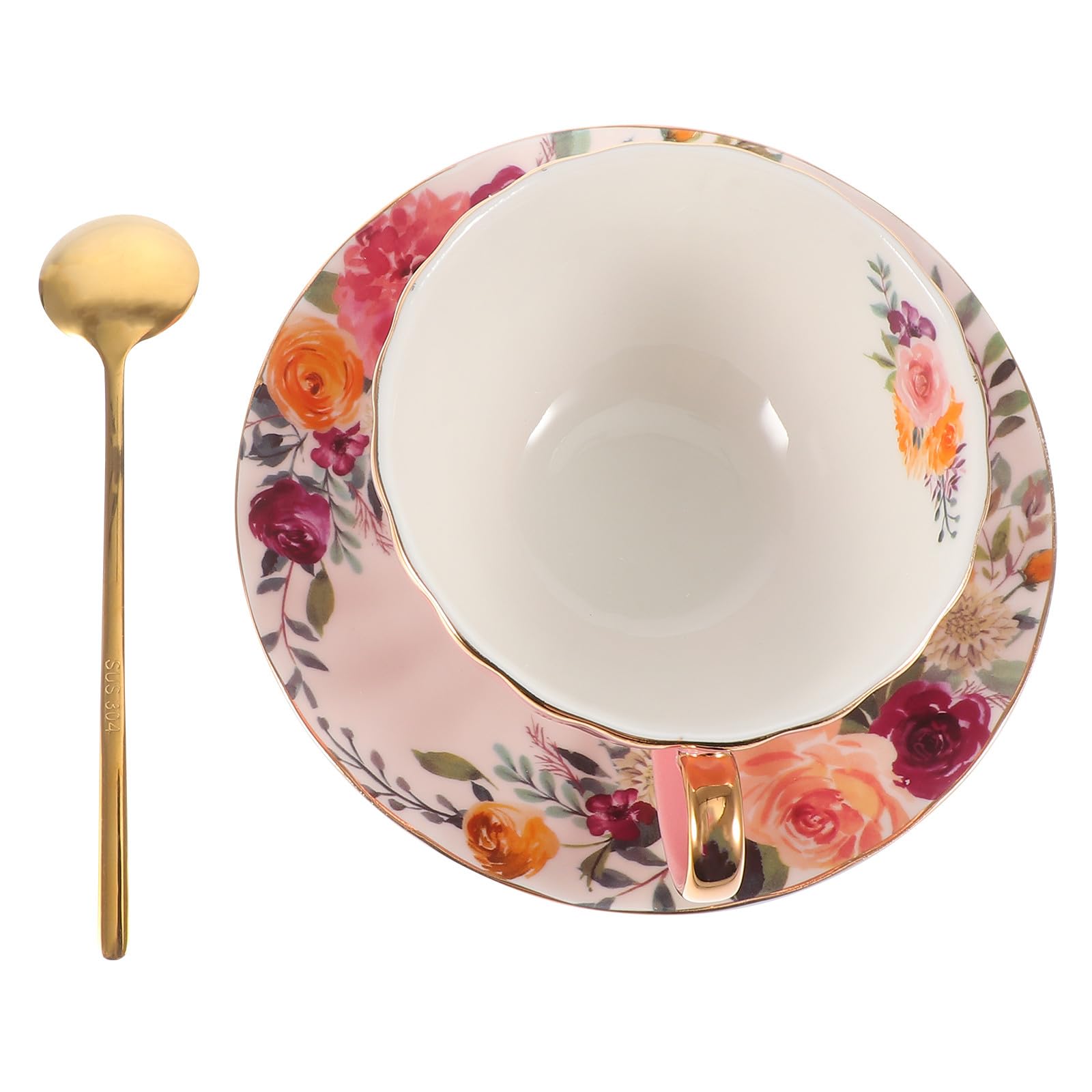 Homoyoyo Set 2 Tazze da Caffè con Piattino in Porcellana Fine 200ml, Tazze da Tè con Manico Comodo e Bordo Liscio, Antiscottatura, per Casa, Bar e Ristoranti