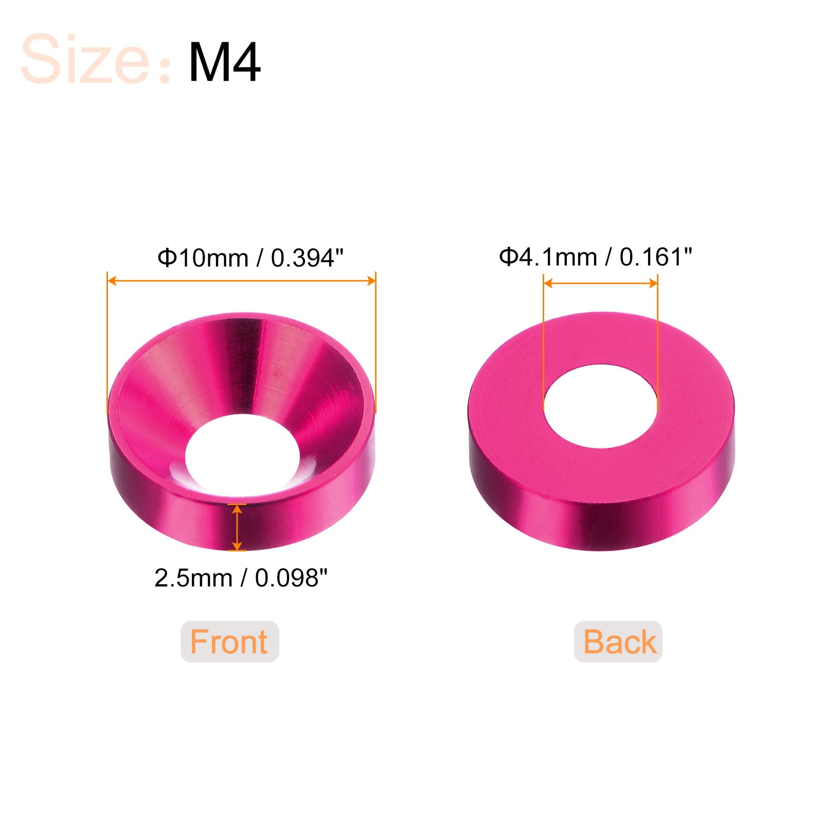 HARFINGTON Pink Aluminum Washers - M4 Countersunk Washers -2