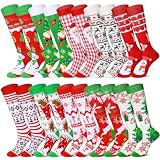 Suhine 10 Pairs Christmas Compression Knee High Socks Unisex,Elegant Style