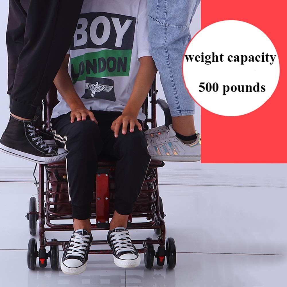 Chodzik dla seniorów, wałek do kół medyczny, chodzik, przenośny składany, z siedziskiem, maksymalna waga 226 kg, nadaje się do zakupów spożywczych, zakupów, podróży